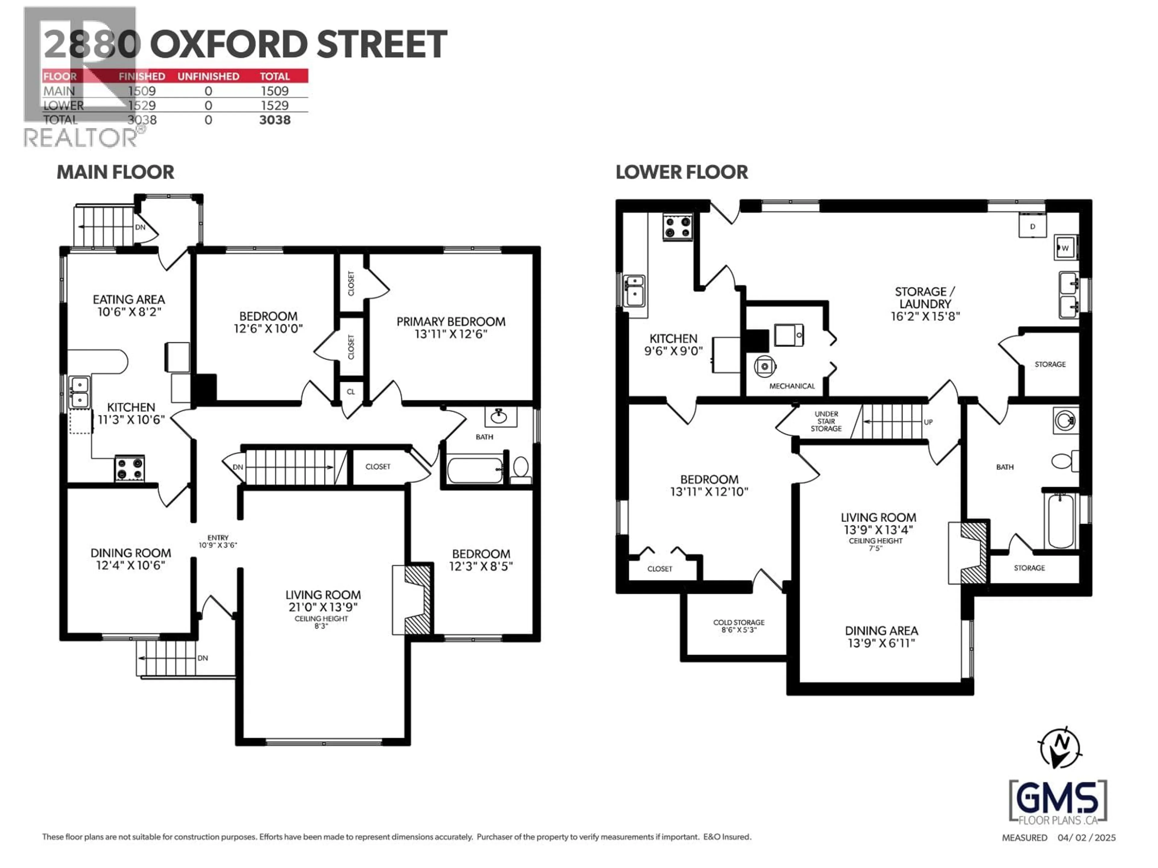 Floor plan for 2880 OXFORD STREET, Vancouver British Columbia V5K1N6
