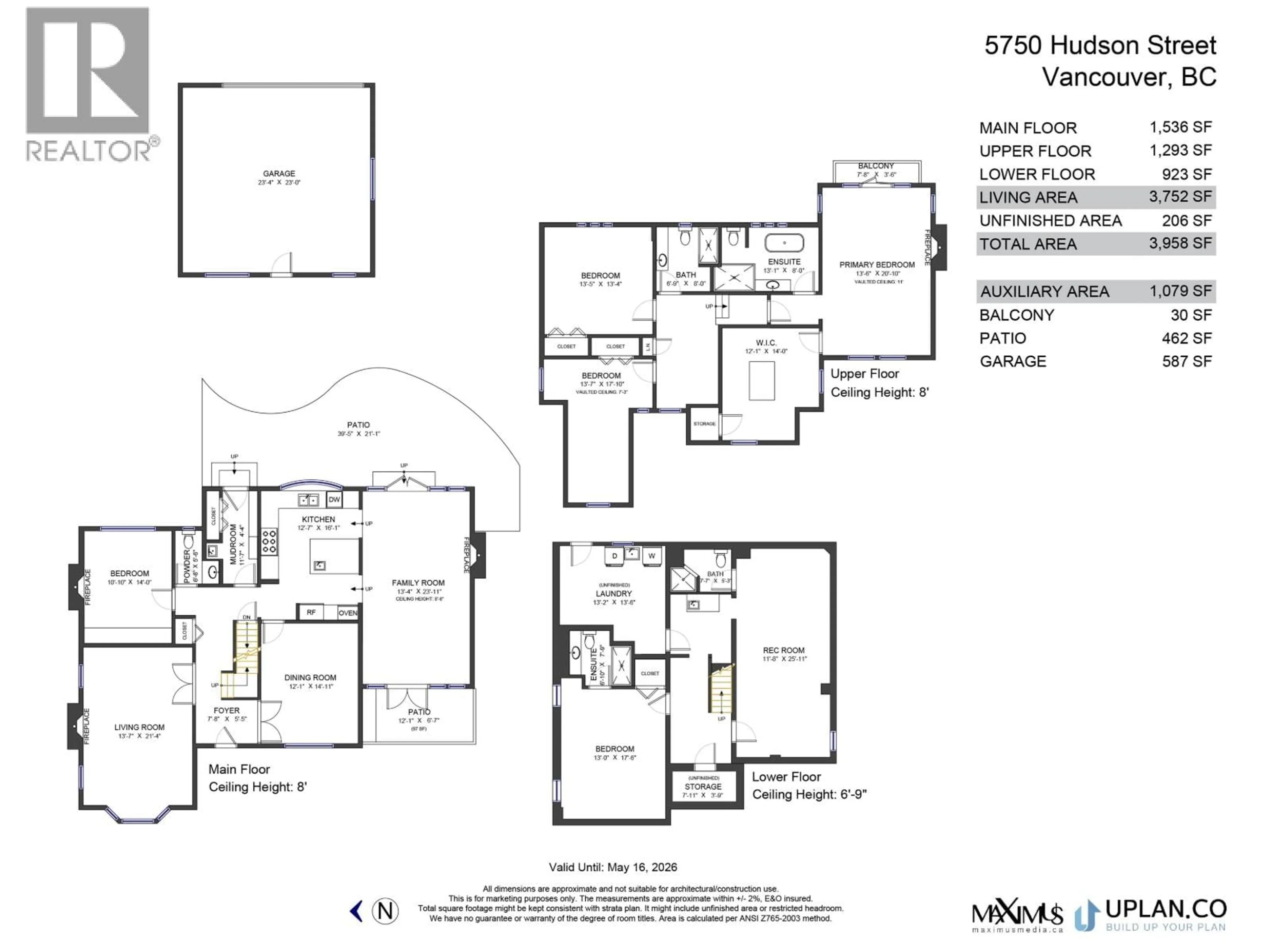 Floor plan for 5750 HUDSON STREET, Vancouver British Columbia V6M2Z3