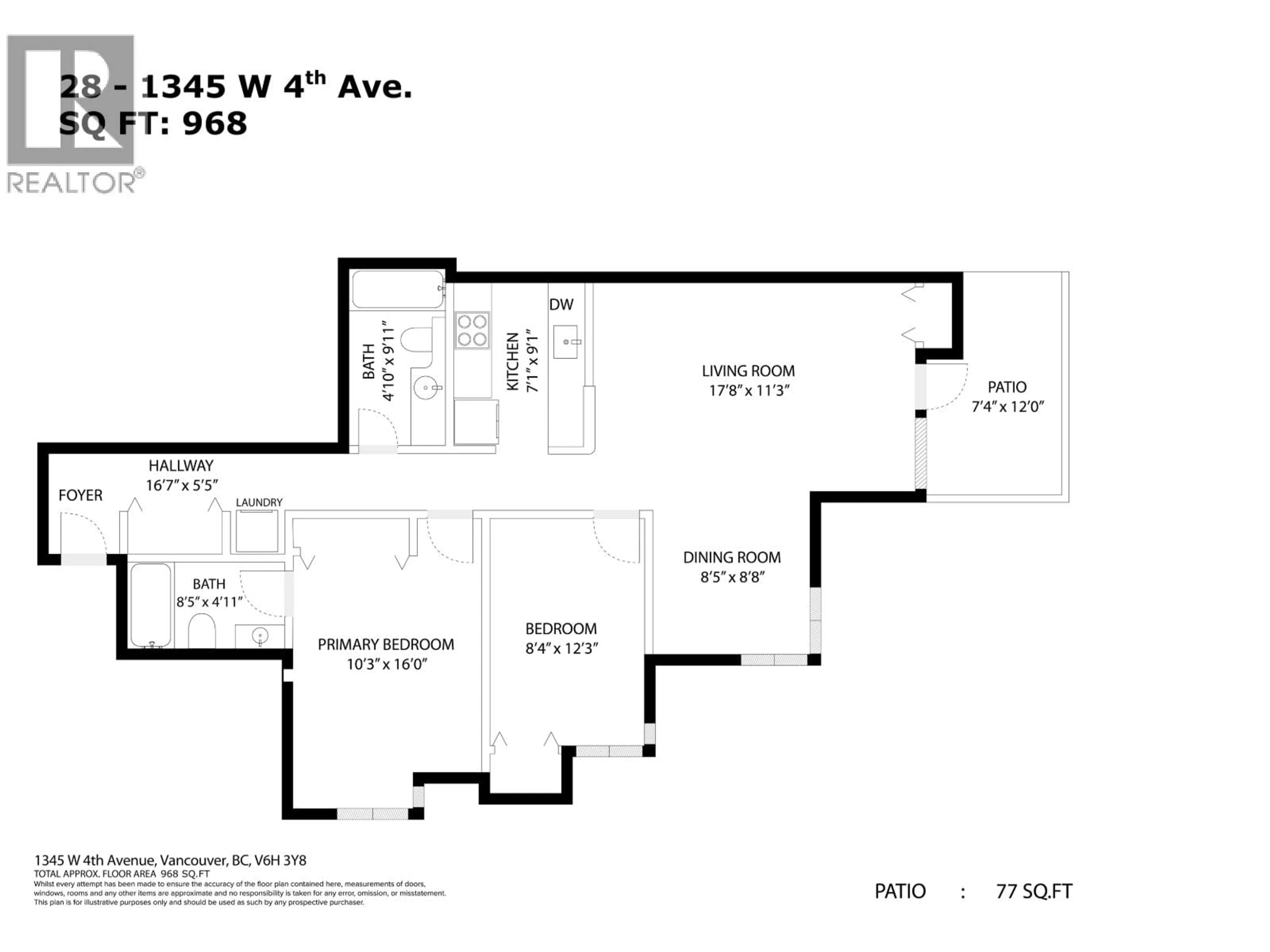 Floor plan for 28 - 1345 4TH AVENUE, Vancouver British Columbia V6H3Y8