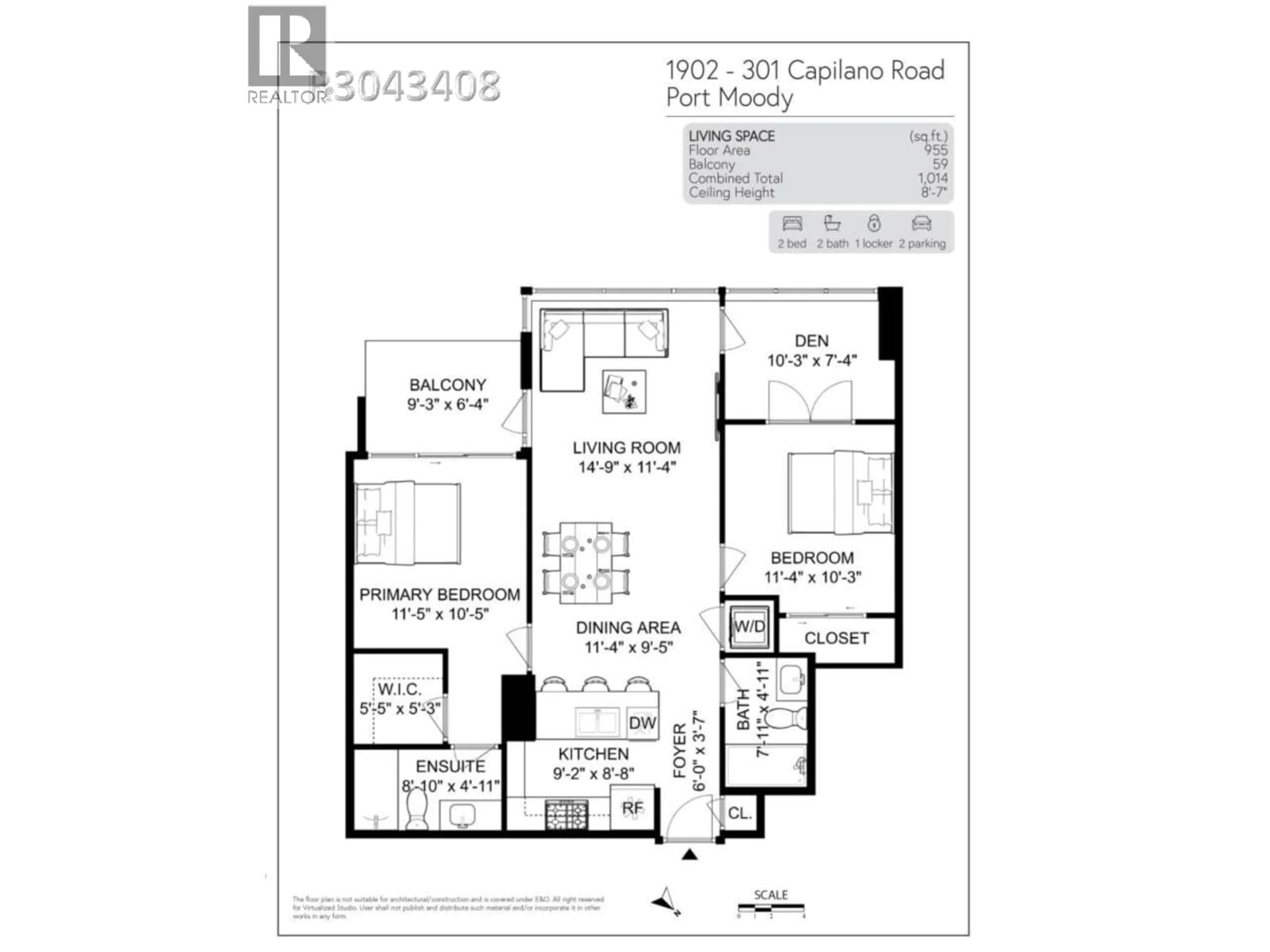 Floor plan for 1902 - 301 CAPILANO ROAD, Port Moody British Columbia V3H0G6
