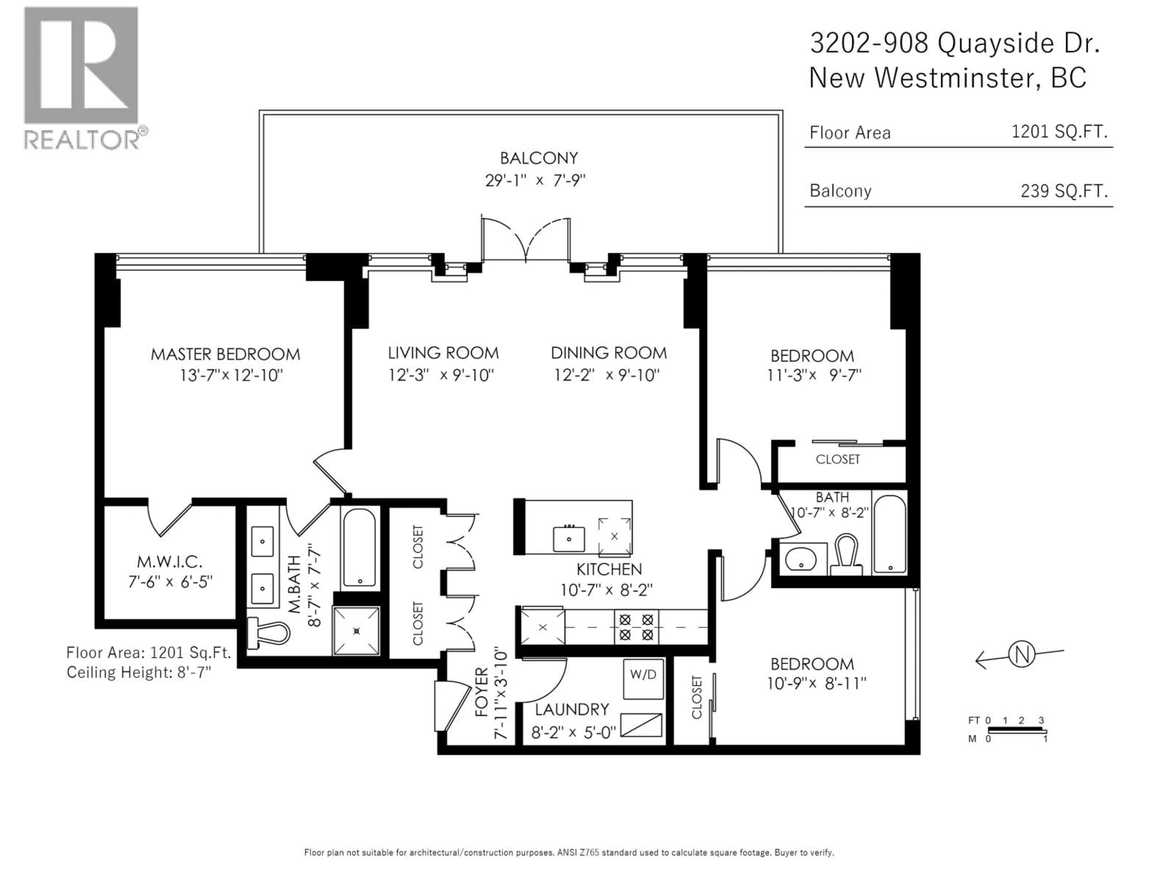 Floor plan for 3202 - 908 QUAYSIDE DRIVE, New Westminster British Columbia V3M0L4