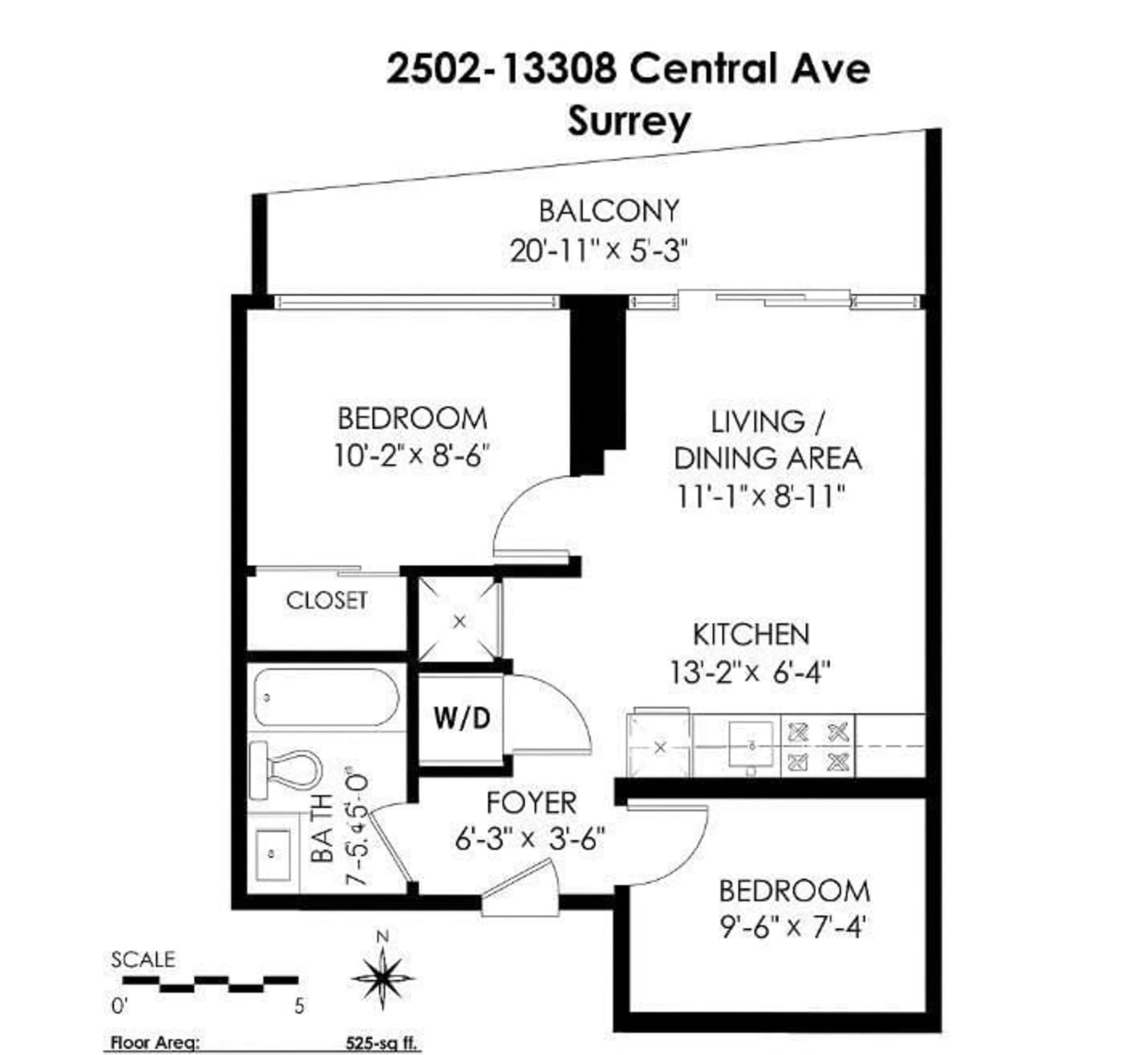 Floor plan for 2502 - 13308 CENTRAL, Surrey British Columbia V3T0M4