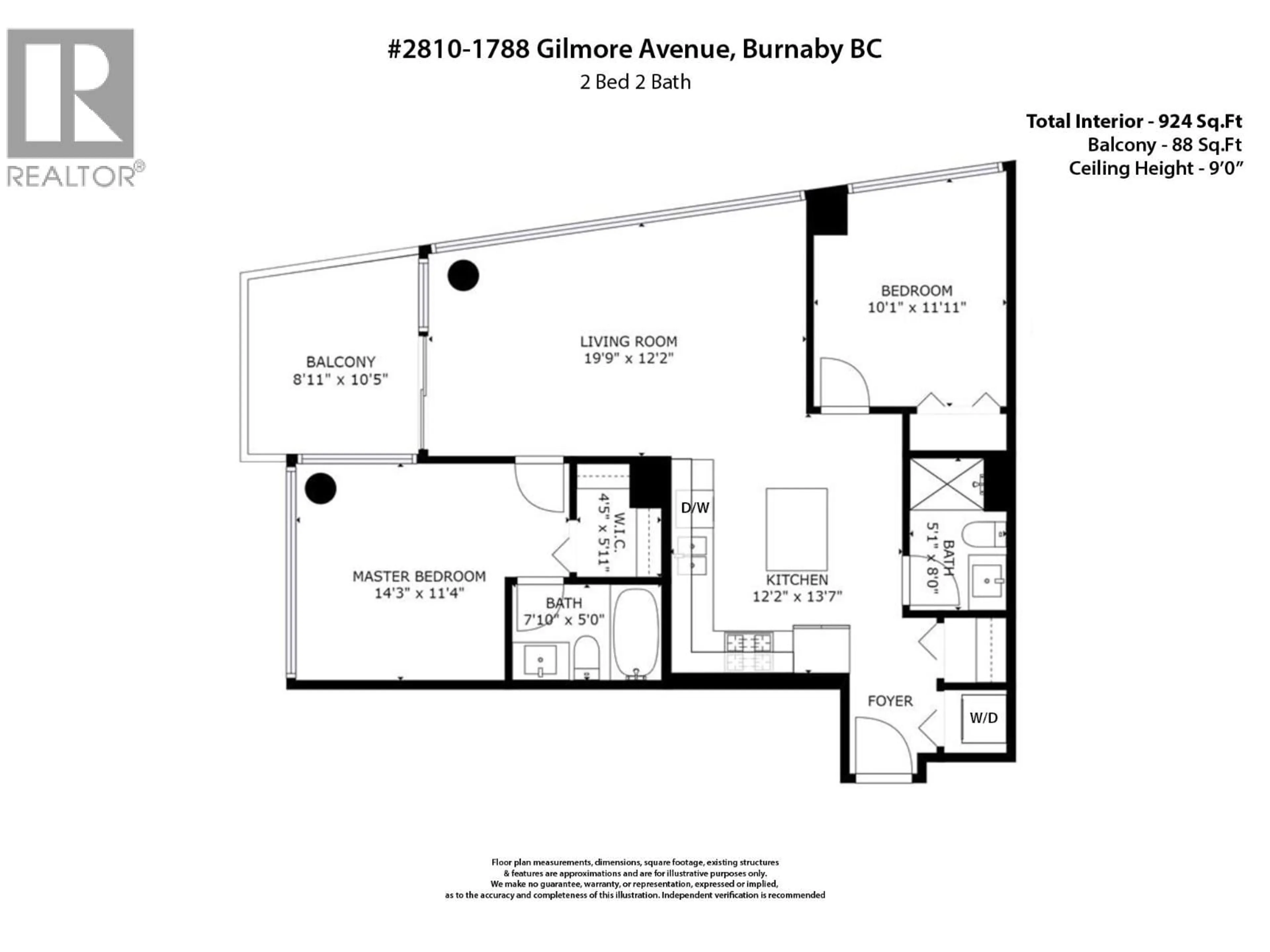 Floor plan for 2810 - 1788 GILMORE AVENUE, Burnaby British Columbia V5C0L5