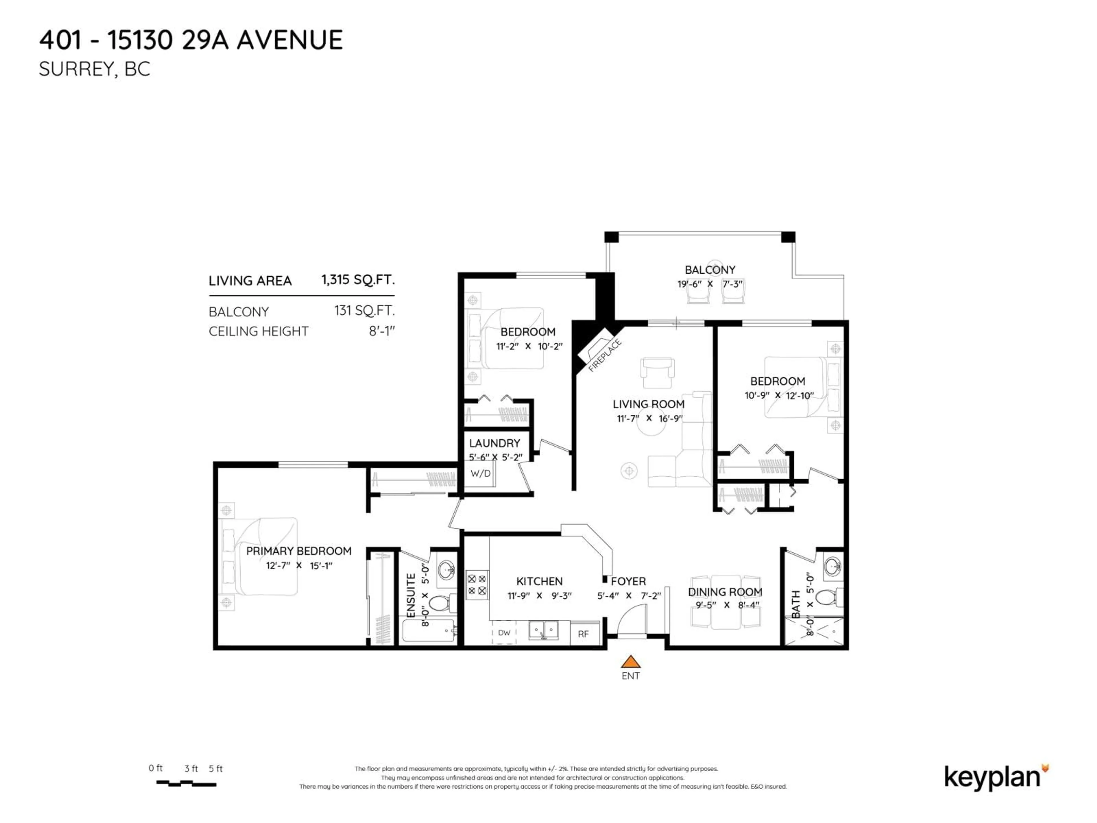 Floor plan for 401 - 15130 29A, Surrey British Columbia V4P3B1