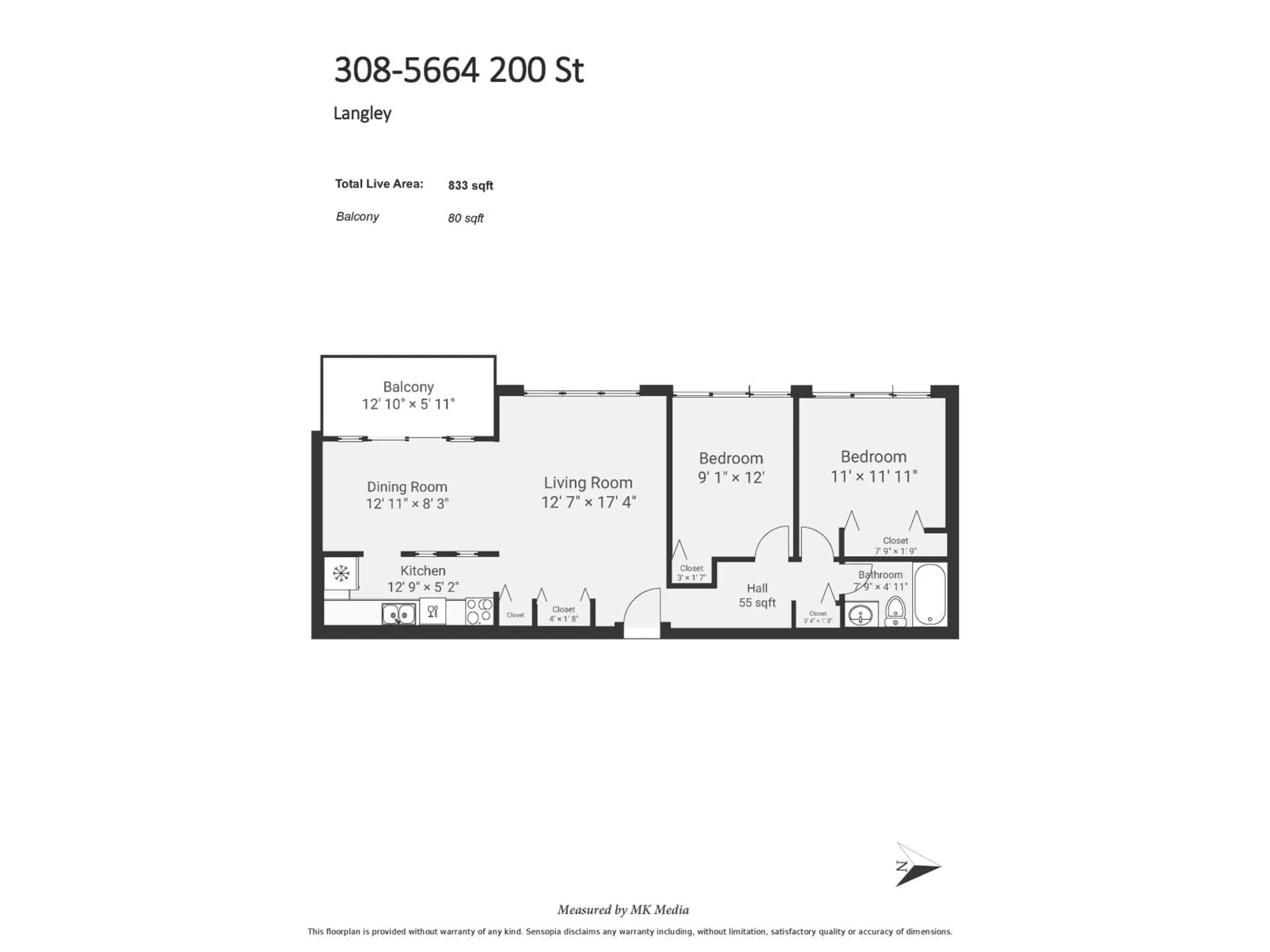 Floor plan for 308 - 5664 200, Langley British Columbia V3A1M8