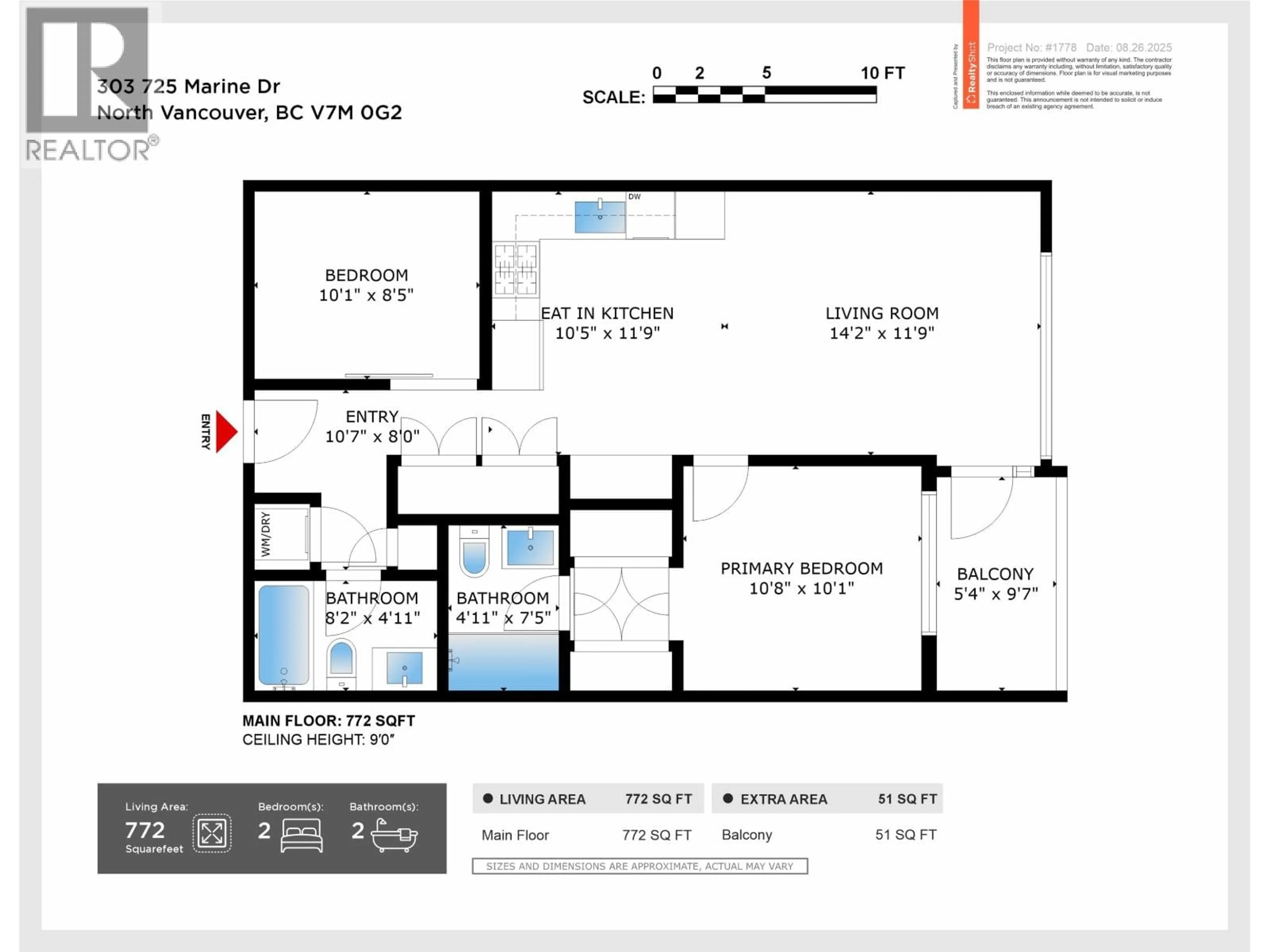 Floor plan for 303 - 725 MARINE DRIVE, Vancouver British Columbia V7M0G2