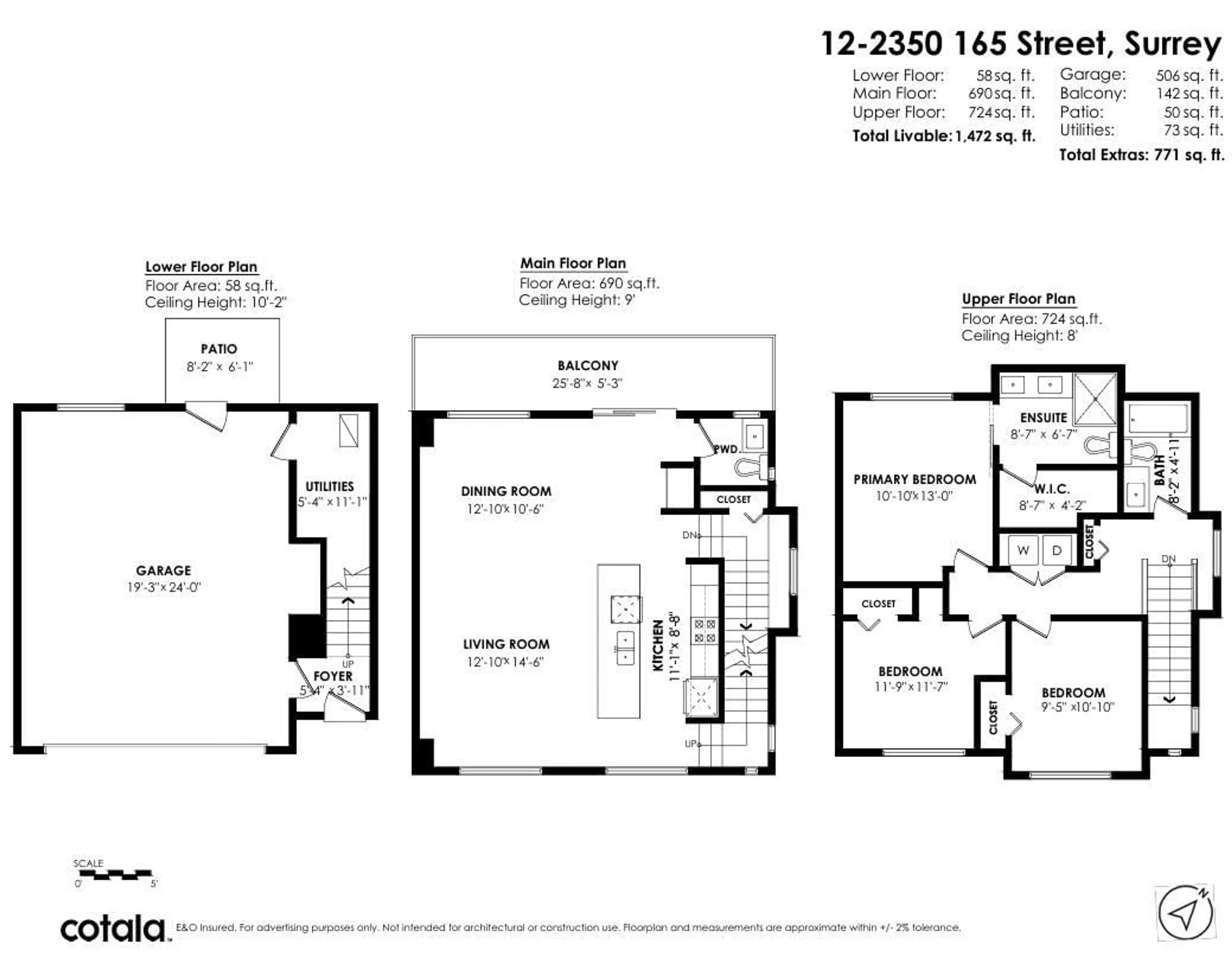 Floor plan for 12 - 2350 165, Surrey British Columbia V3Z1J9