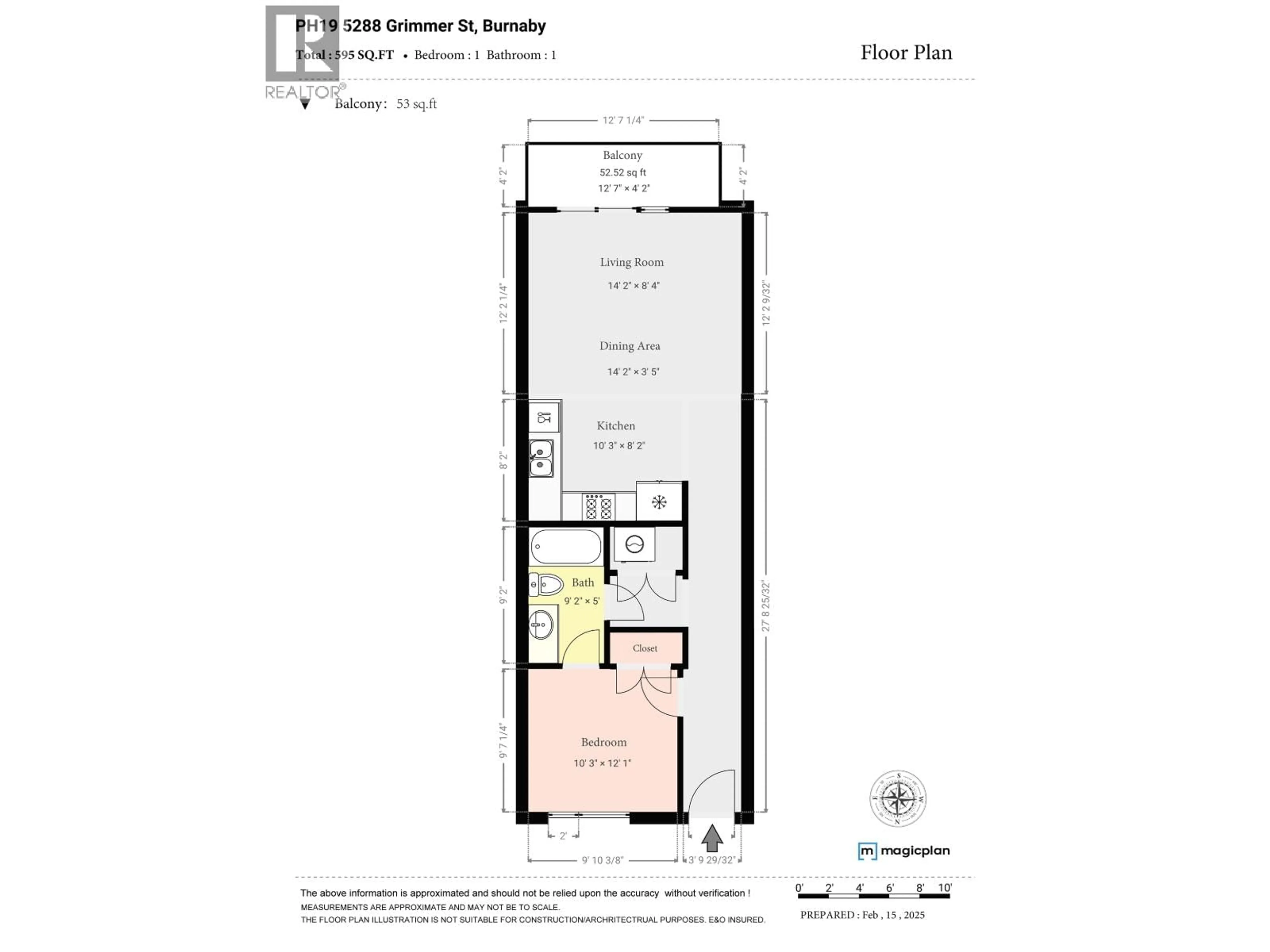 Floor plan for PH19 - 5288 GRIMMER STREET, Burnaby British Columbia V5H0C5