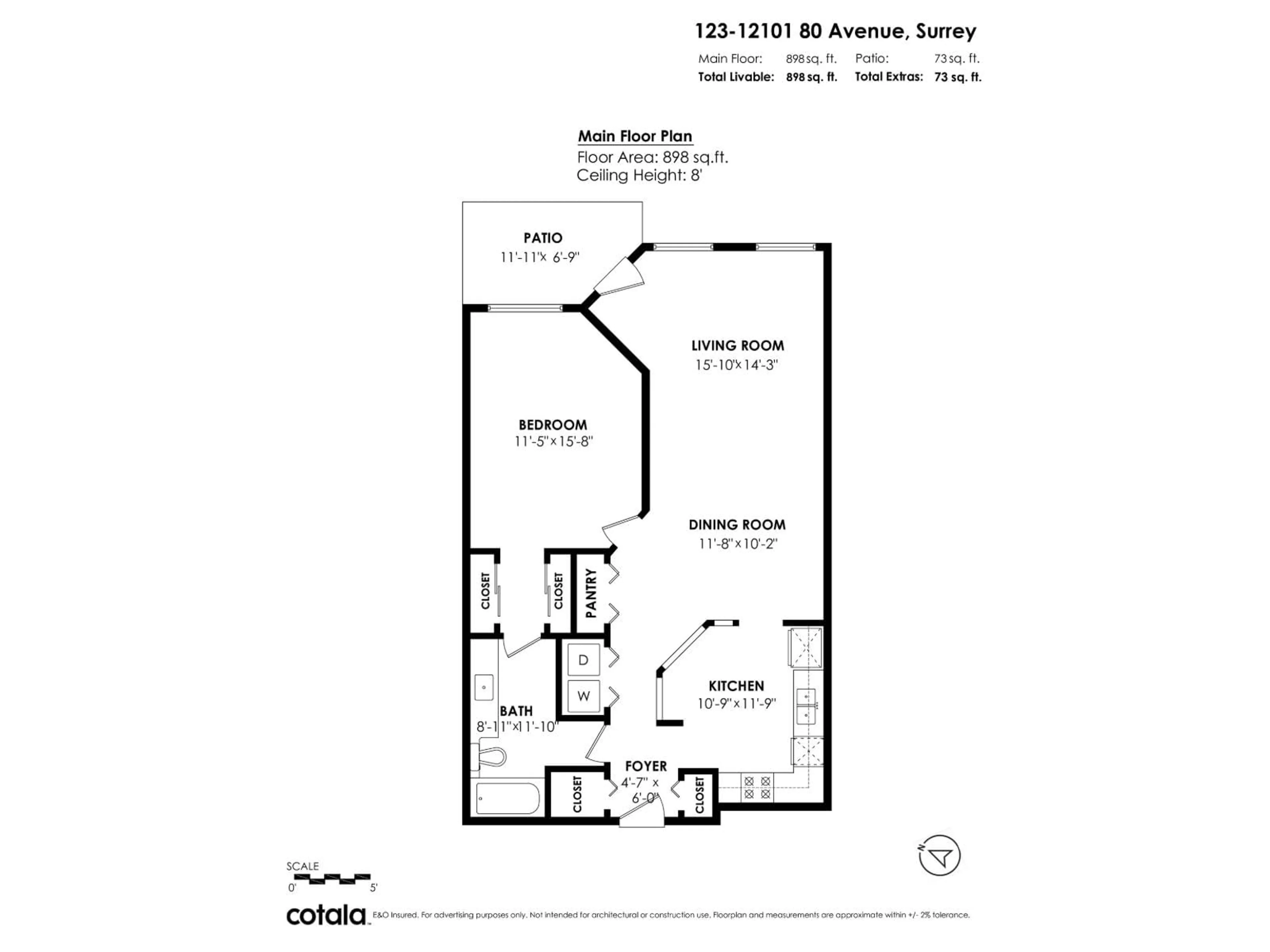 Floor plan for 123 - 12101 80, Surrey British Columbia V3W5V6