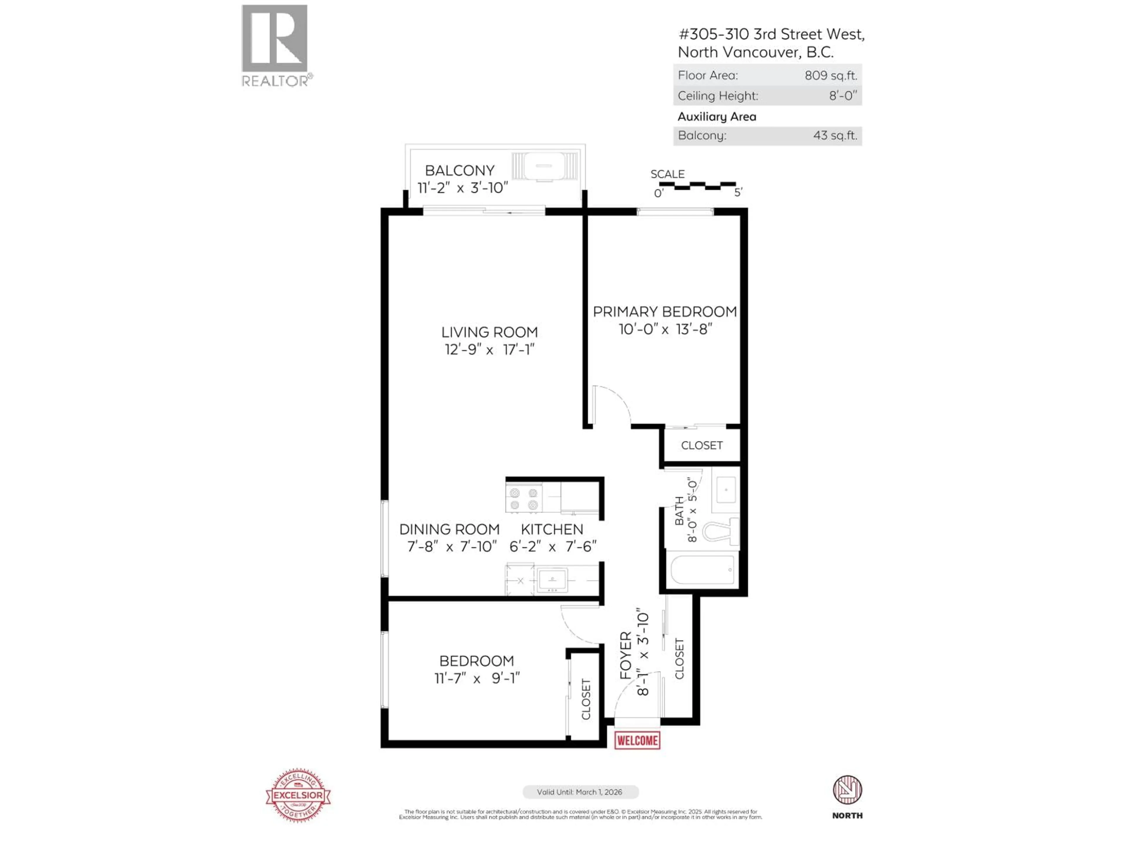 Floor plan for 305 - 310 3RD STREET, North Vancouver British Columbia V7M1G4