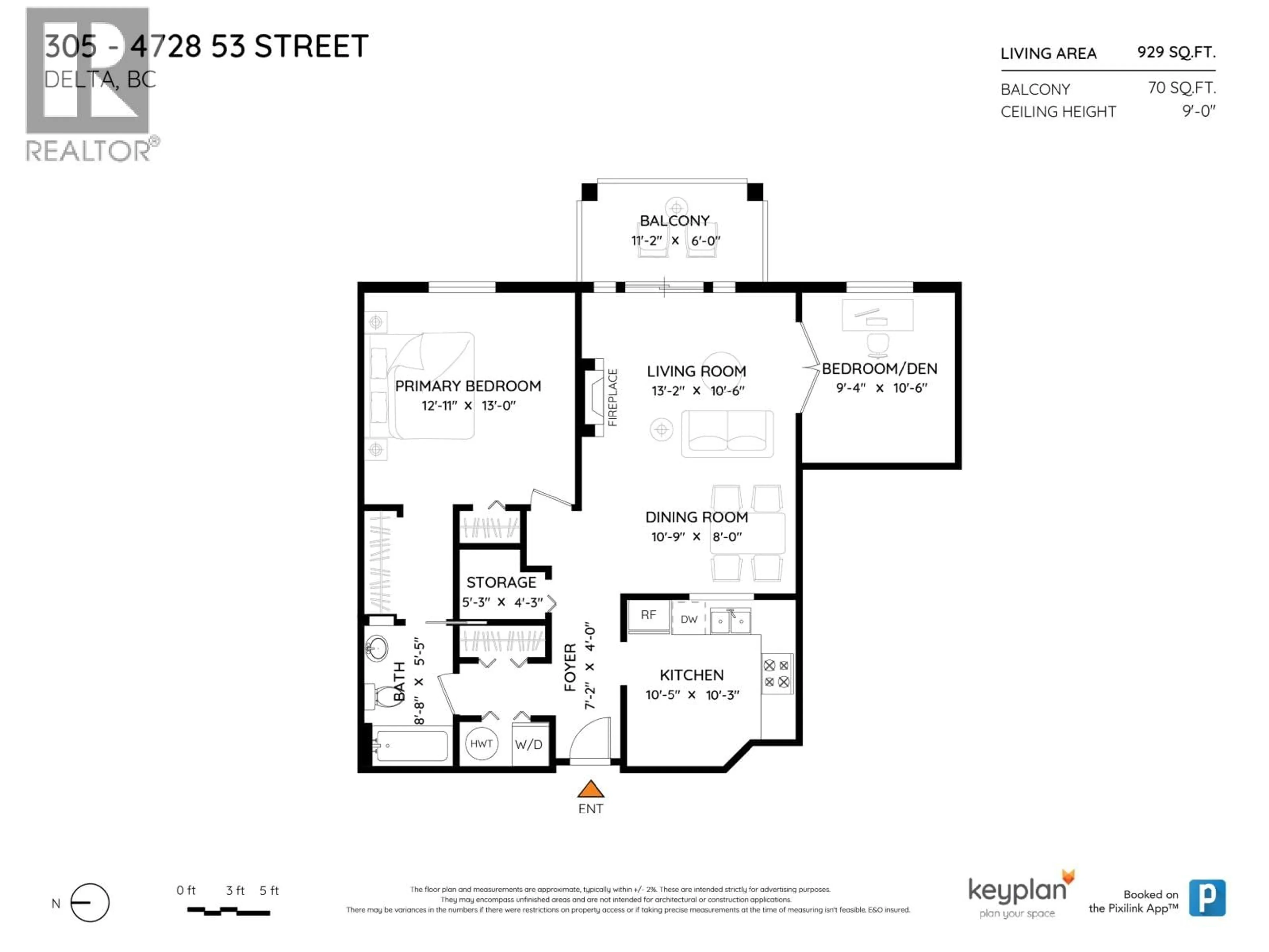 Floor plan for 305 - 4728 53RD STREET, Delta British Columbia V4K2Z1