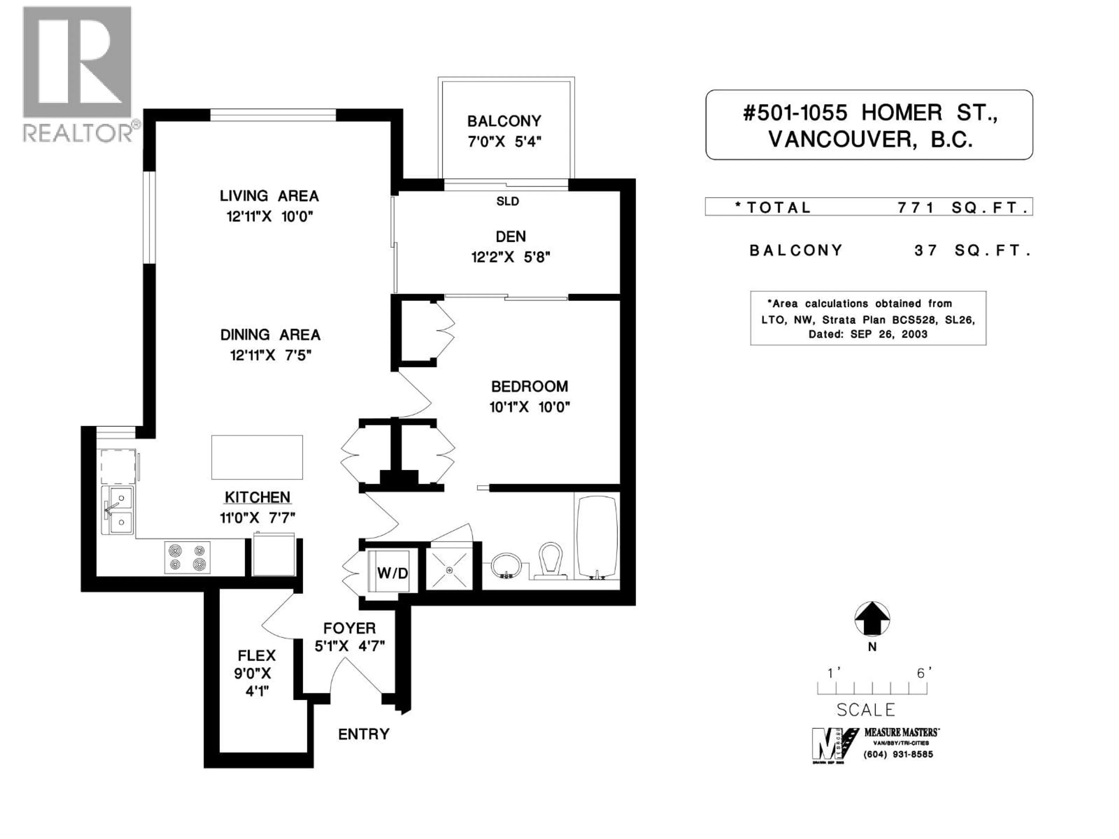 Floor plan for 501 - 1055 HOMER STREET, Vancouver British Columbia V6B1G3