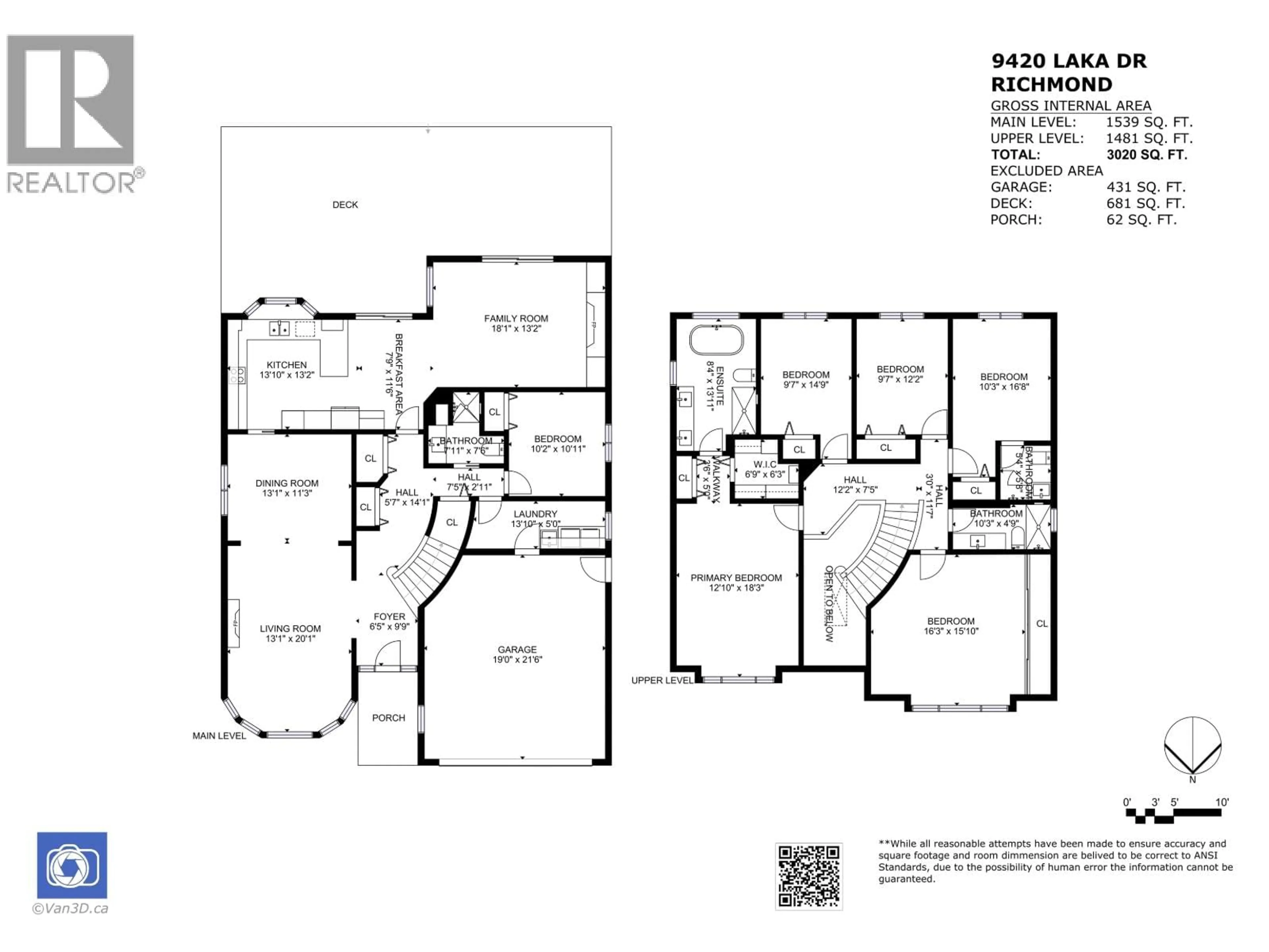 Floor plan for 9420 LAKA DRIVE, Richmond British Columbia V7E5X5