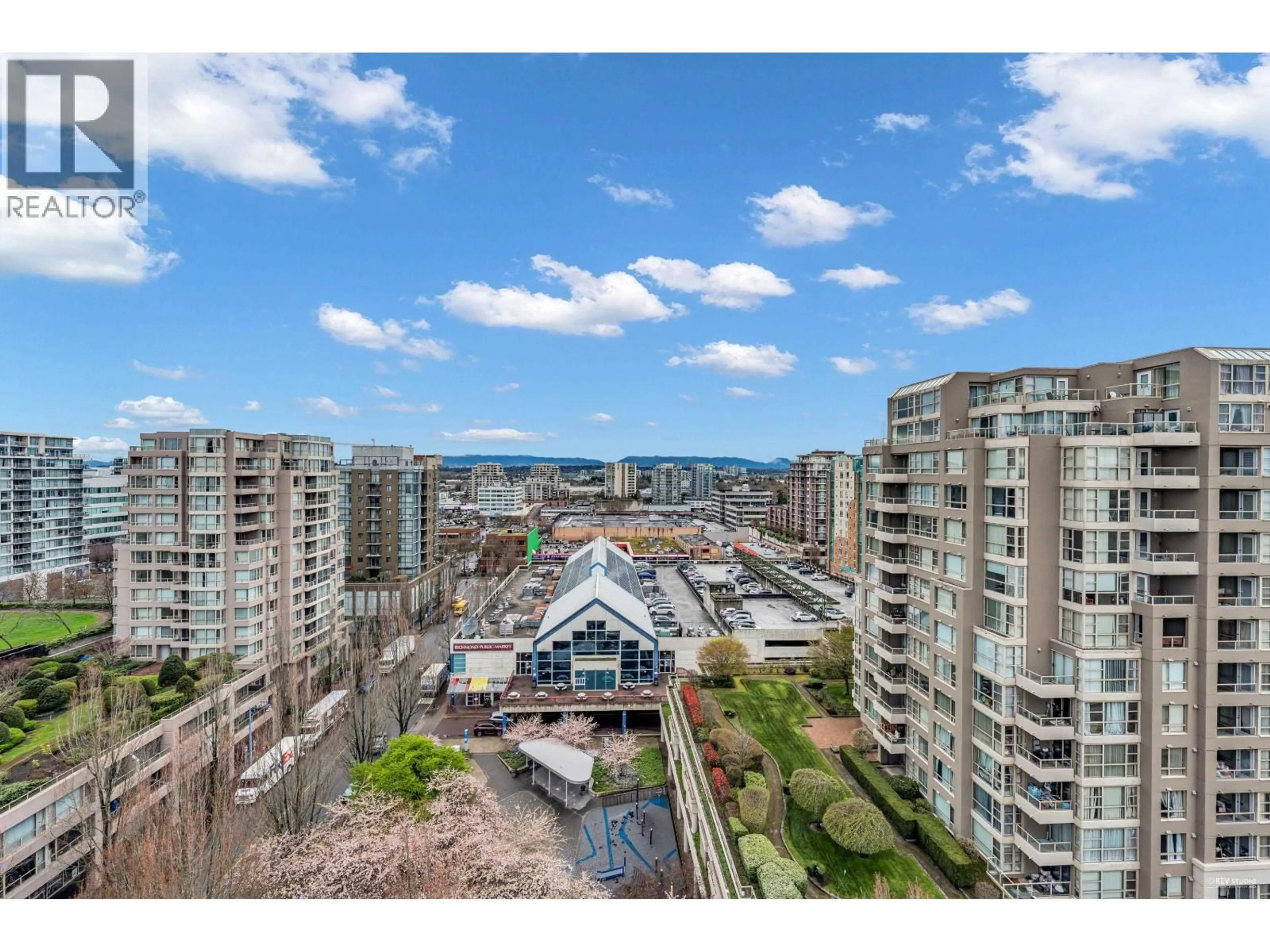 A pic from outside/outdoor area/front of a property/back of a property/a pic from drone, city buildings view from balcony for 1602 - 8238 SABA ROAD, Richmond British Columbia V6Y4C7