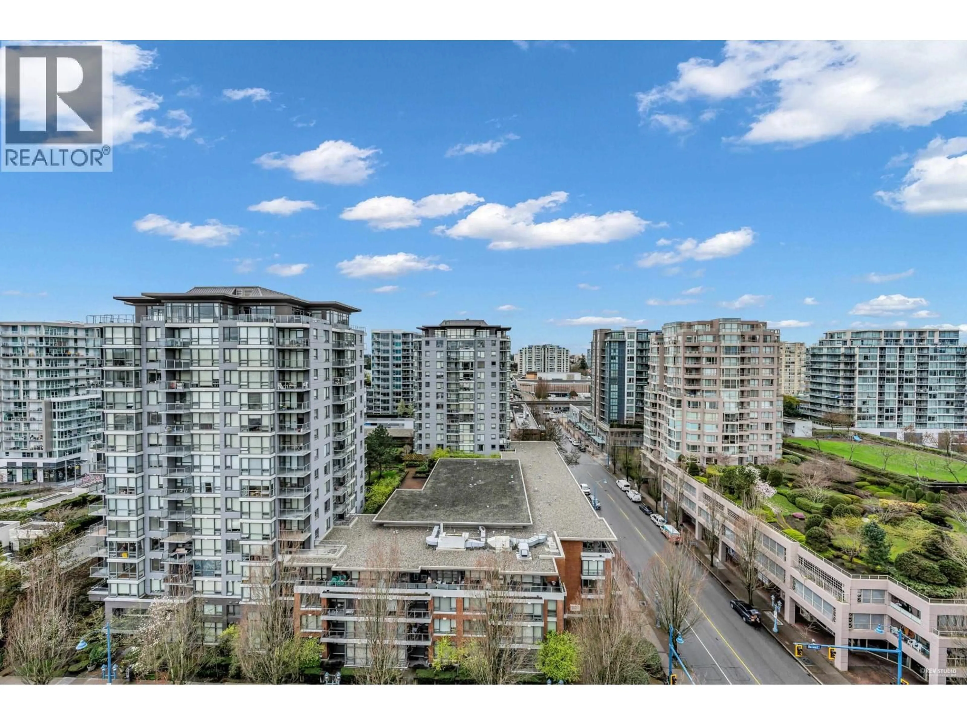 A pic from outside/outdoor area/front of a property/back of a property/a pic from drone, city buildings view from balcony for 1602 - 8238 SABA ROAD, Richmond British Columbia V6Y4C7