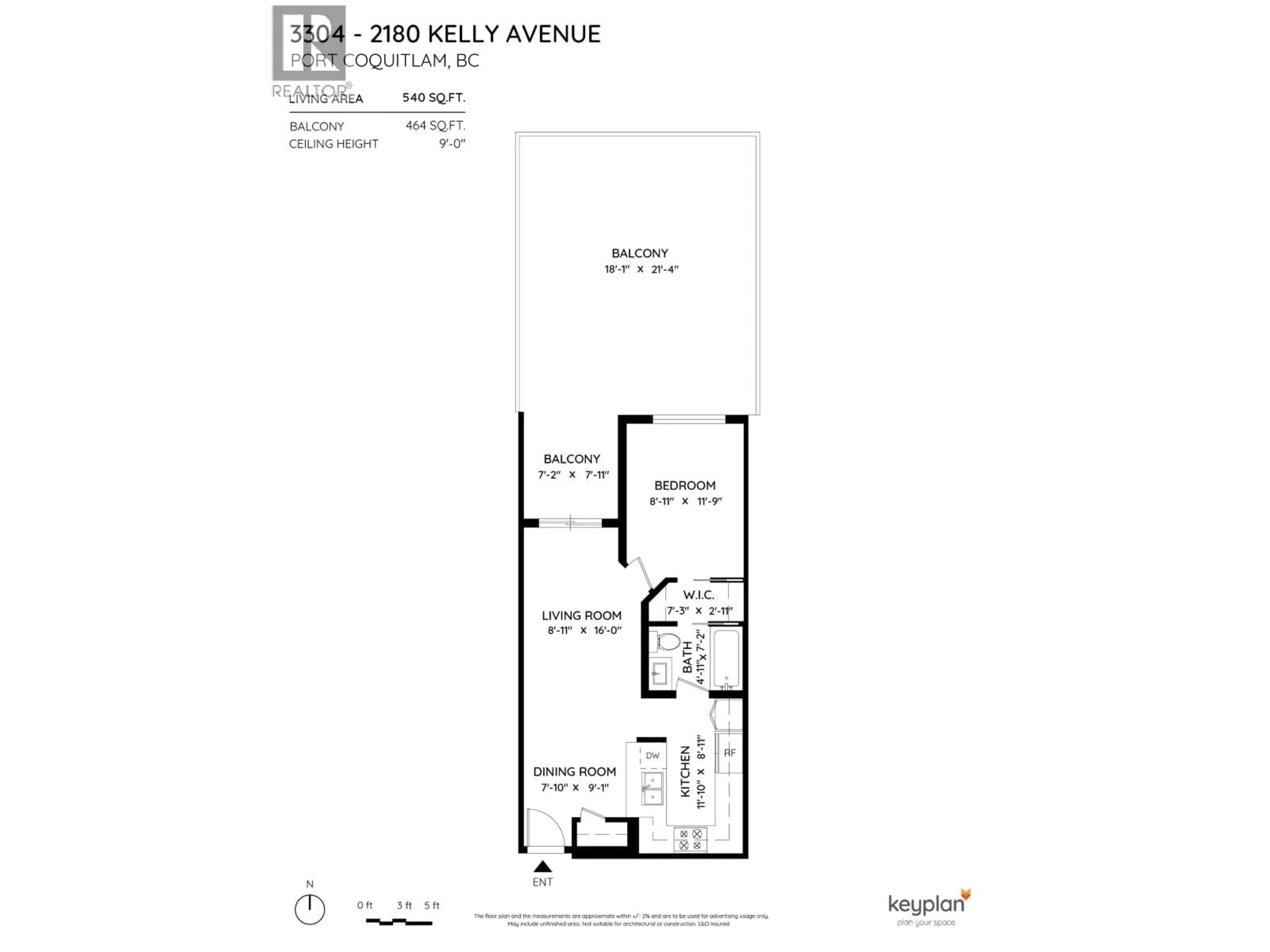 Floor plan for 3304 - 2180 KELLY AVENUE, Port Coquitlam British Columbia V3C3B1