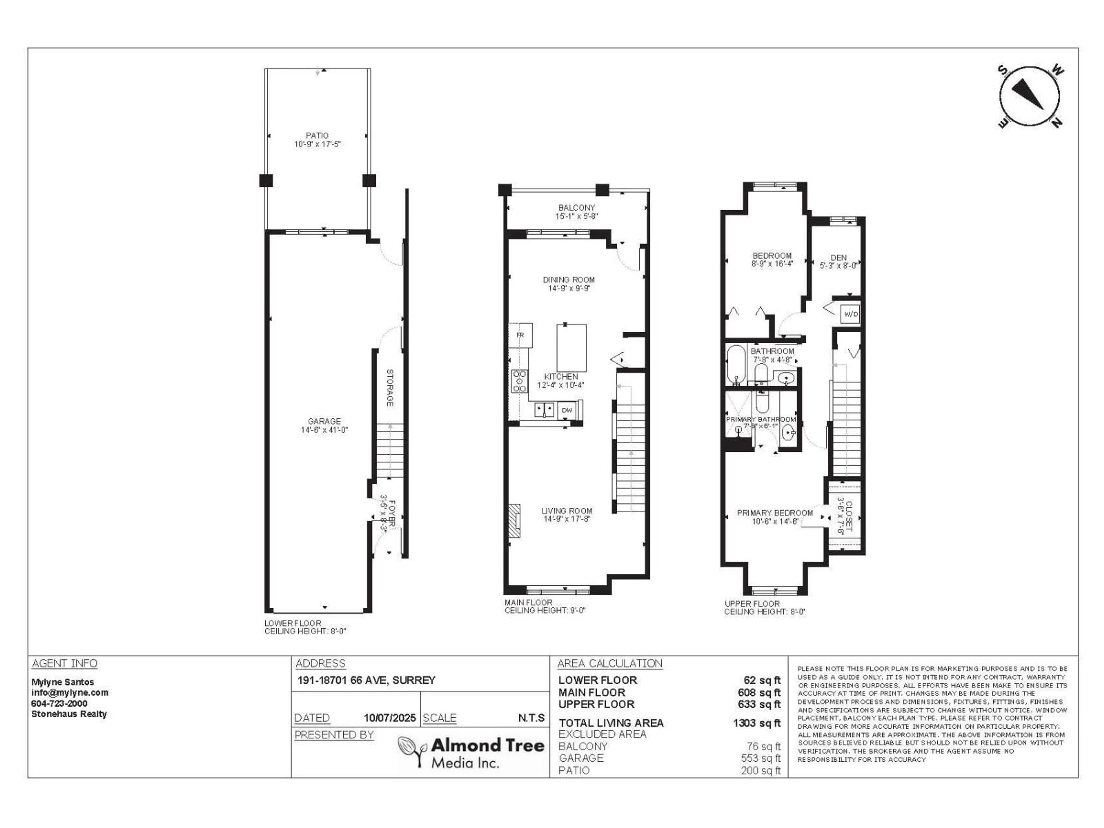 Floor plan for 191 - 18701 66, Surrey British Columbia V3S4P3