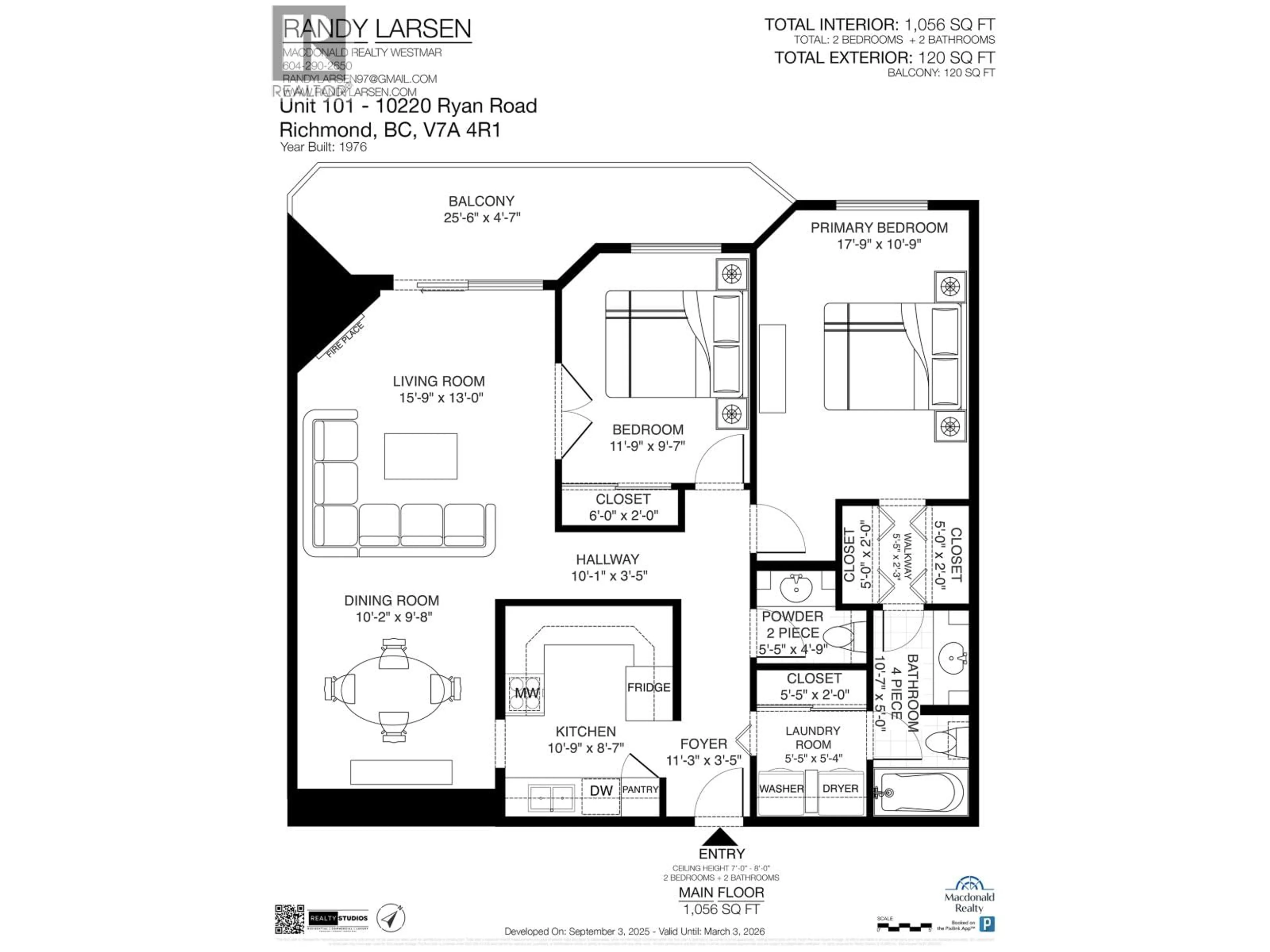 Floor plan for 101 - 10220 RYAN ROAD, Richmond British Columbia V7A4R1