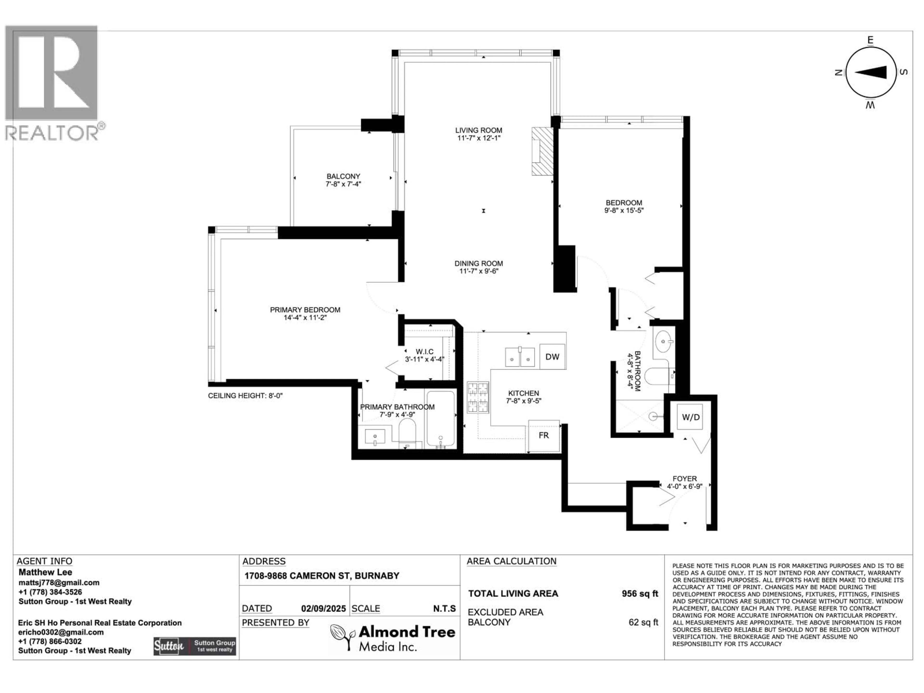 Floor plan for 1708 - 9868 CAMERON STREET, Burnaby British Columbia V3J0A5