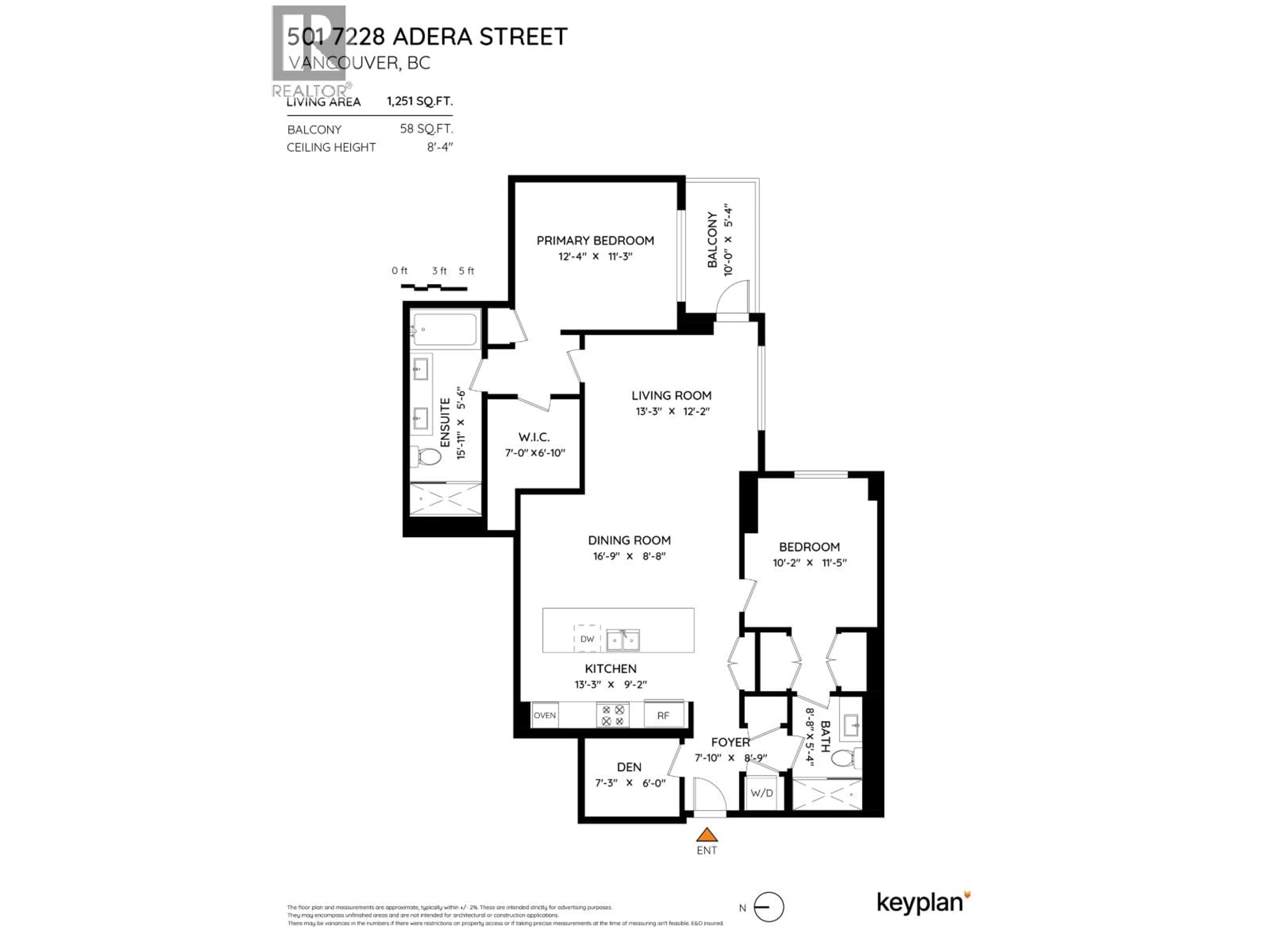 Floor plan for 501 - 7228 ADERA STREET, Vancouver British Columbia V6P0H8