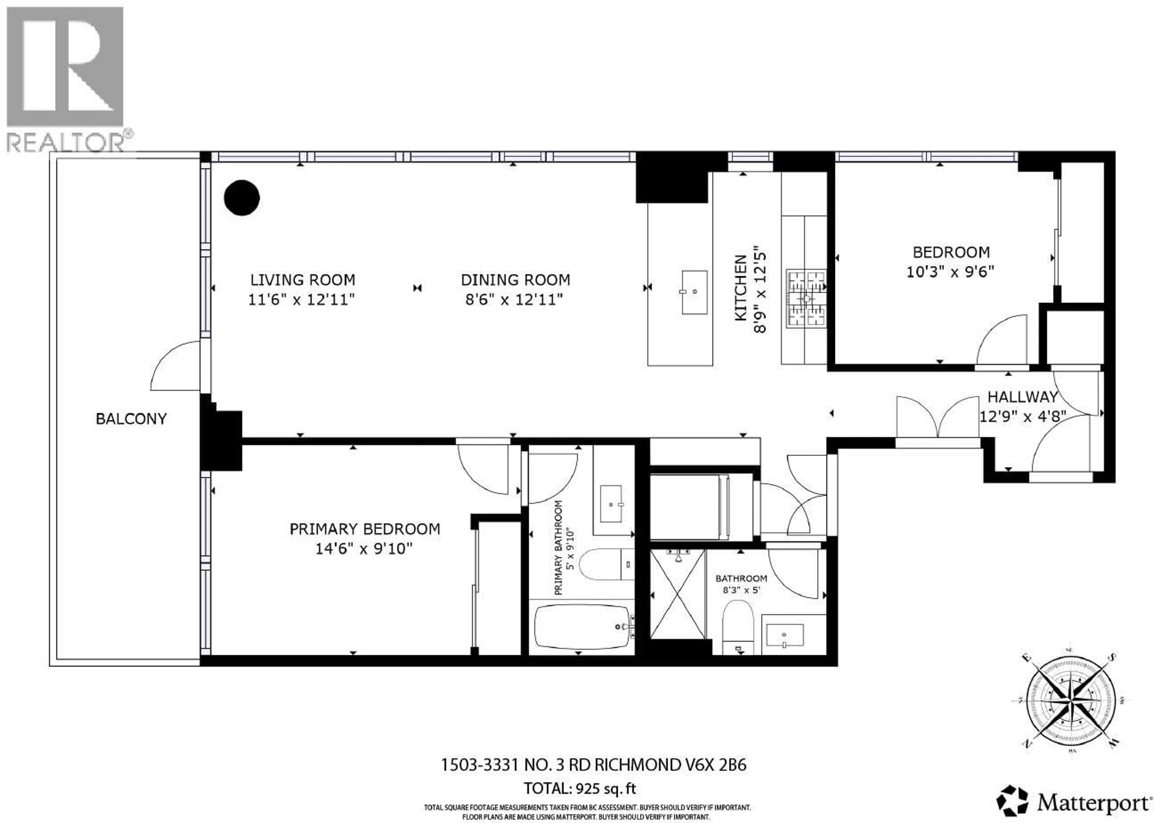 Floor plan for 1503 - 3331 NO. 3 ROAD, Richmond British Columbia V5H2A7