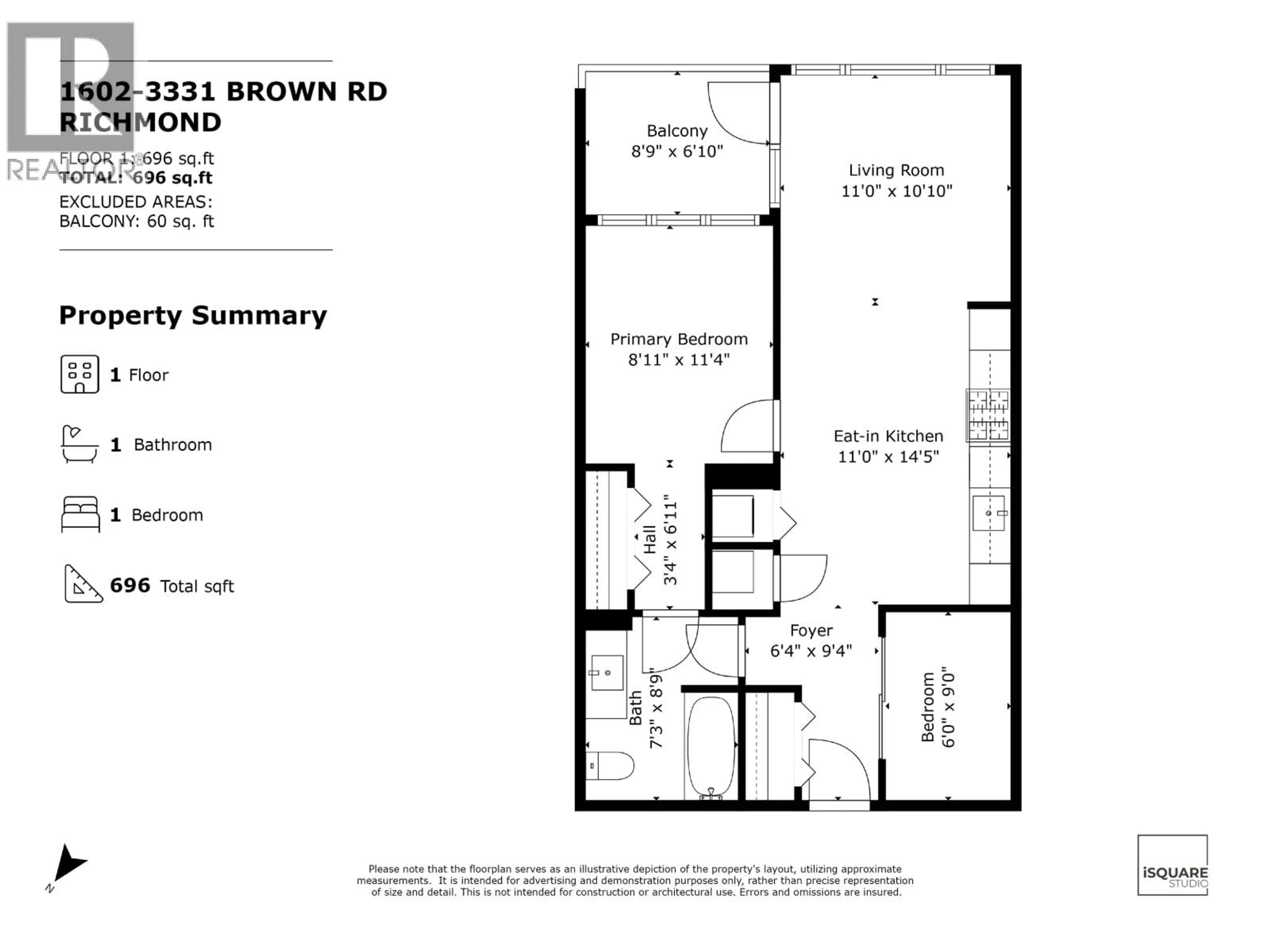 Floor plan for 1602 - 3331 BROWN ROAD, Richmond British Columbia V6X0P5