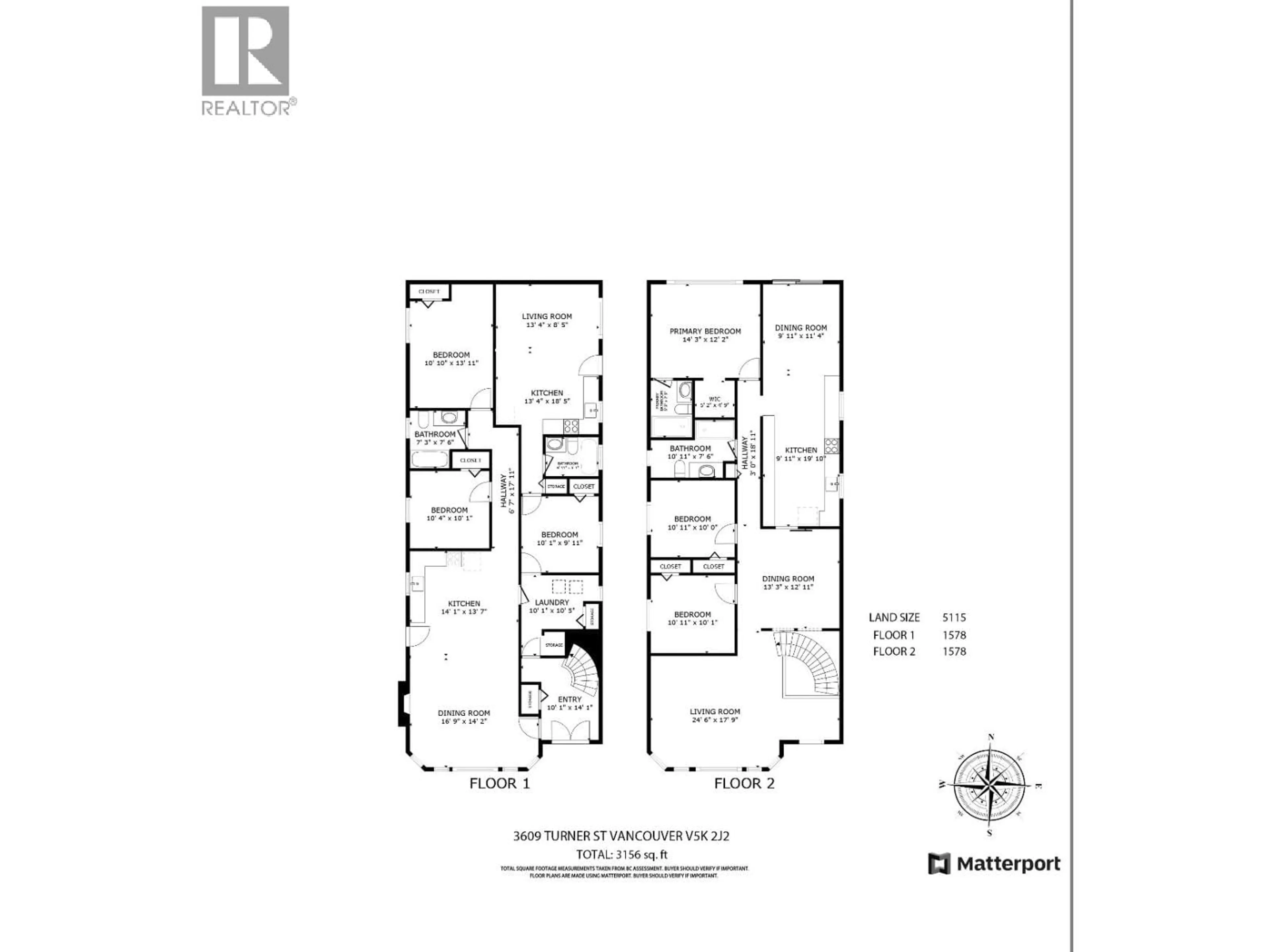 Floor plan for 3609 TURNER STREET, Vancouver British Columbia V5K2J2