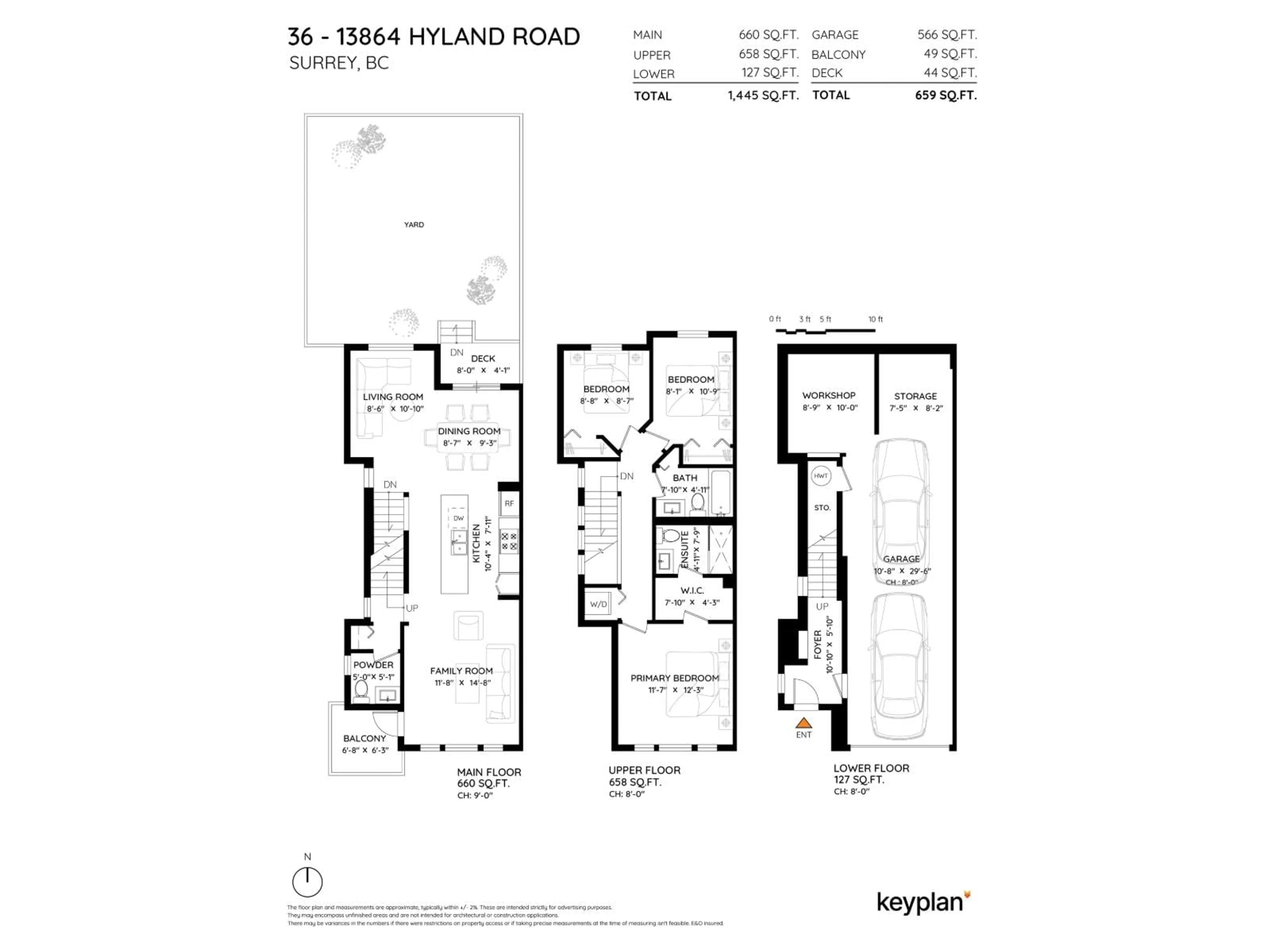 Floor plan for 36 - 13864 HYLAND, Surrey British Columbia V3W2C3