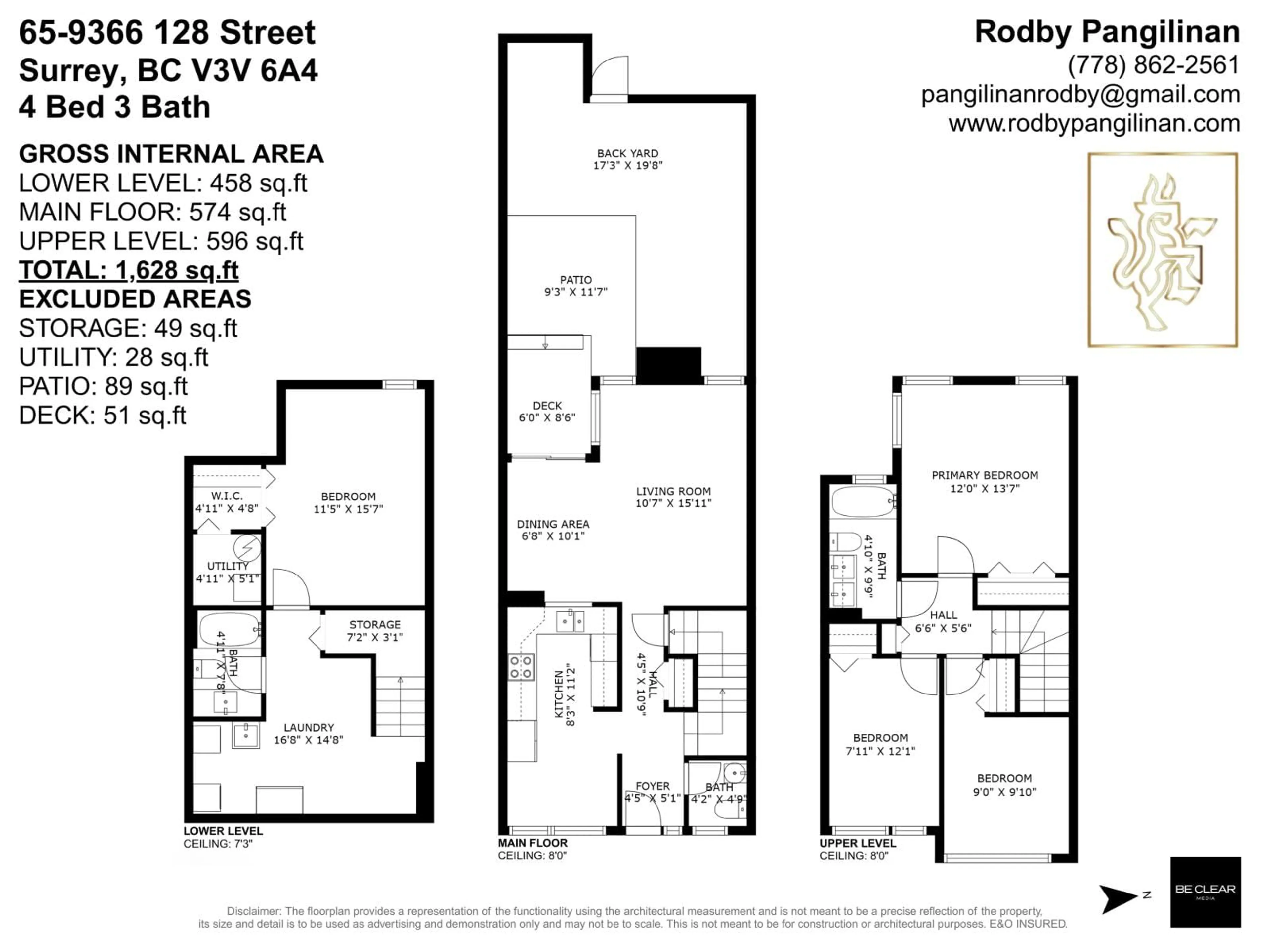 Floor plan for 65 - 9366 128, Surrey British Columbia V3V6A4