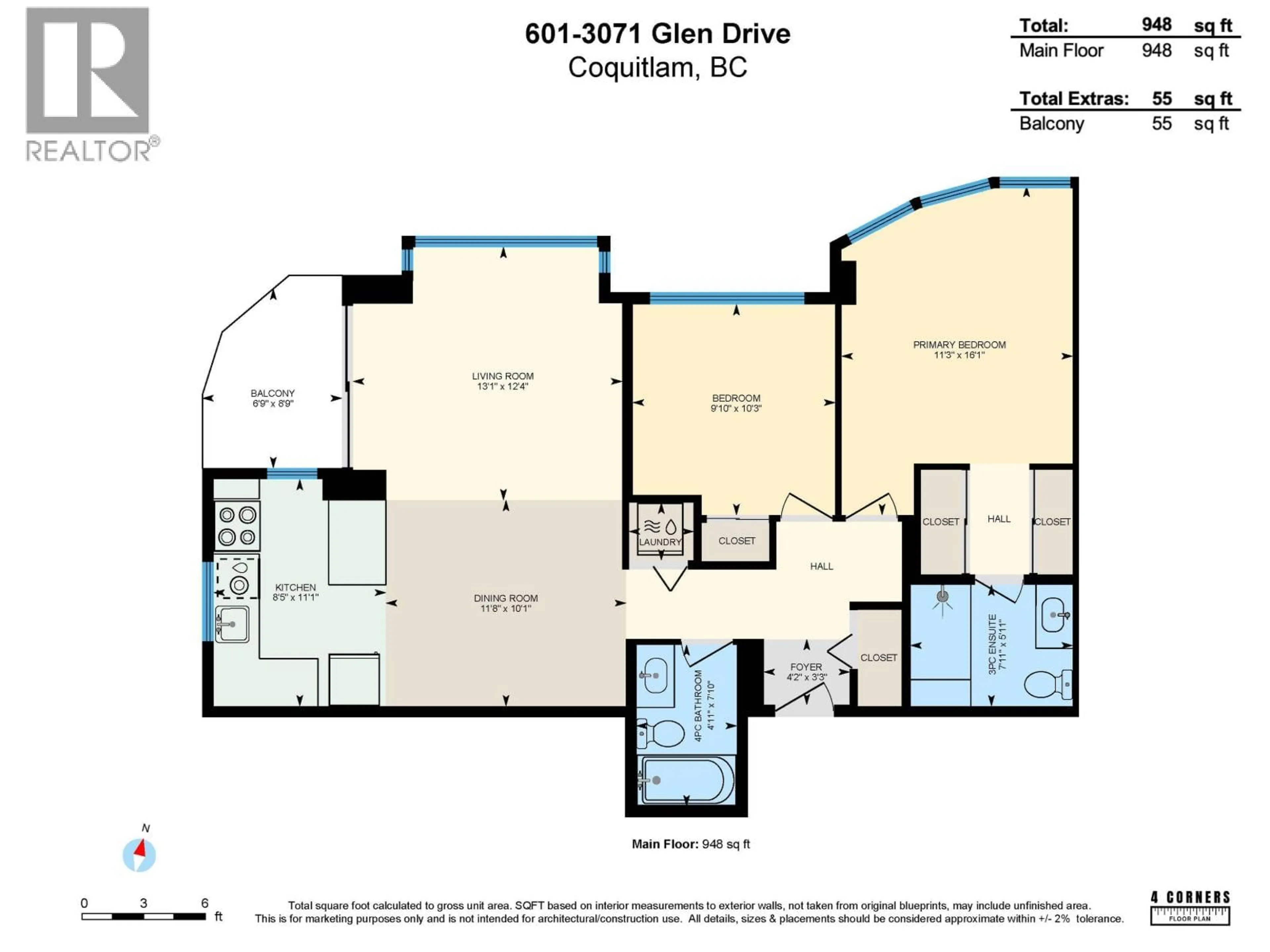 Floor plan for 601 - 3071 GLEN DRIVE, Coquitlam British Columbia V3B7R1