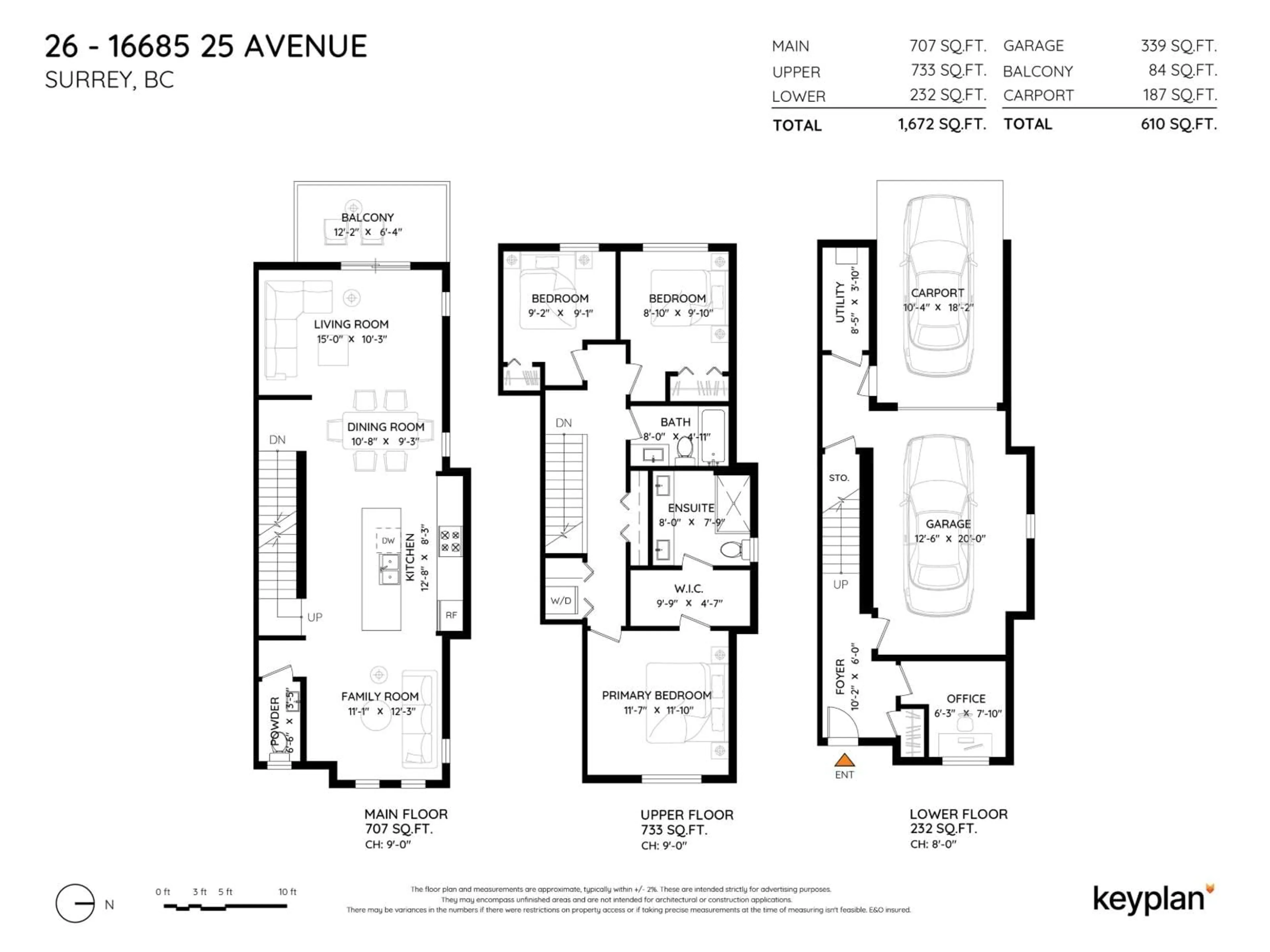 Floor plan for 26 - 16685 25, Surrey British Columbia V3Z0Z4