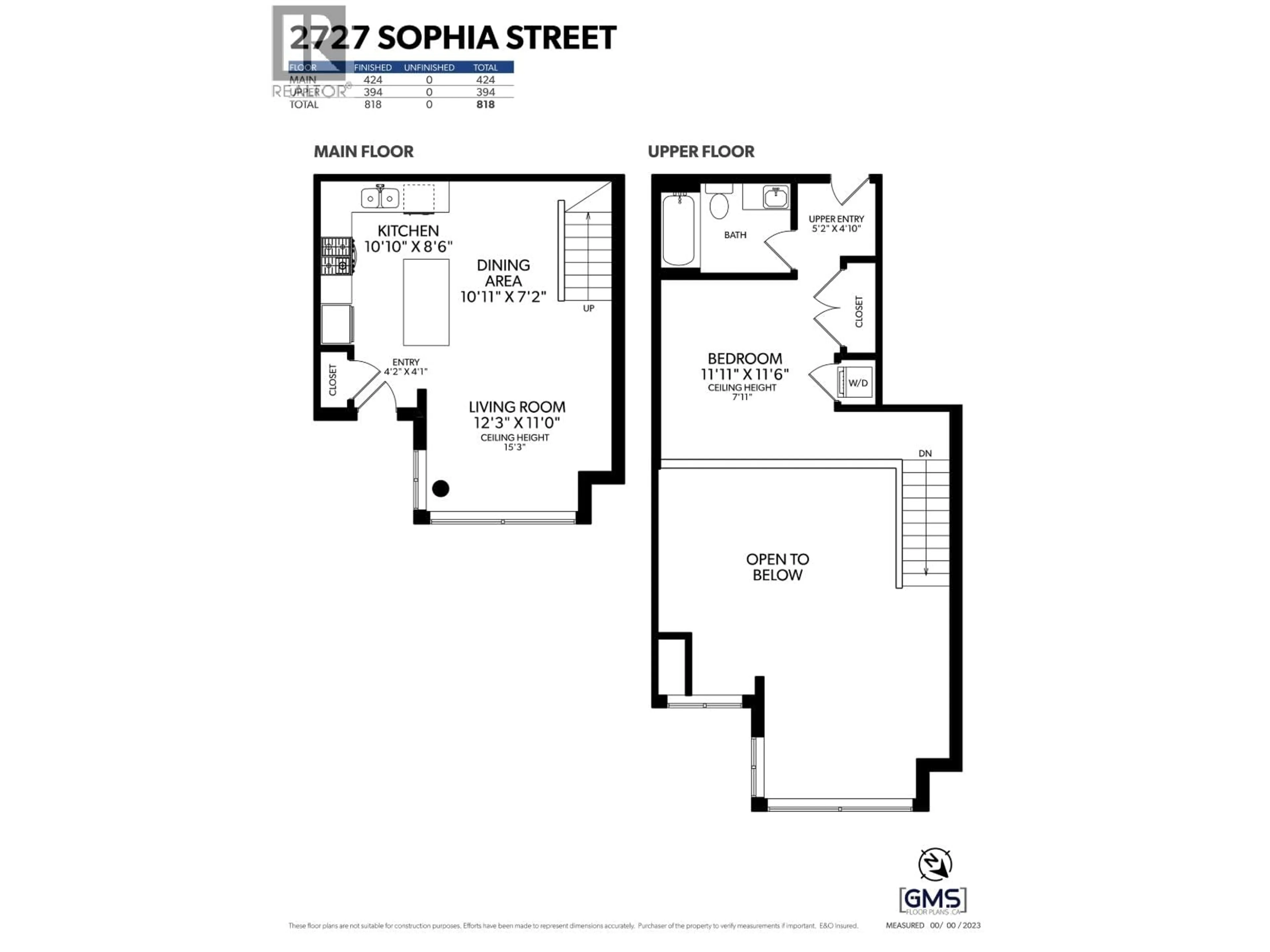 Floor plan for 2727 SOPHIA STREET, Vancouver British Columbia V5T3L1