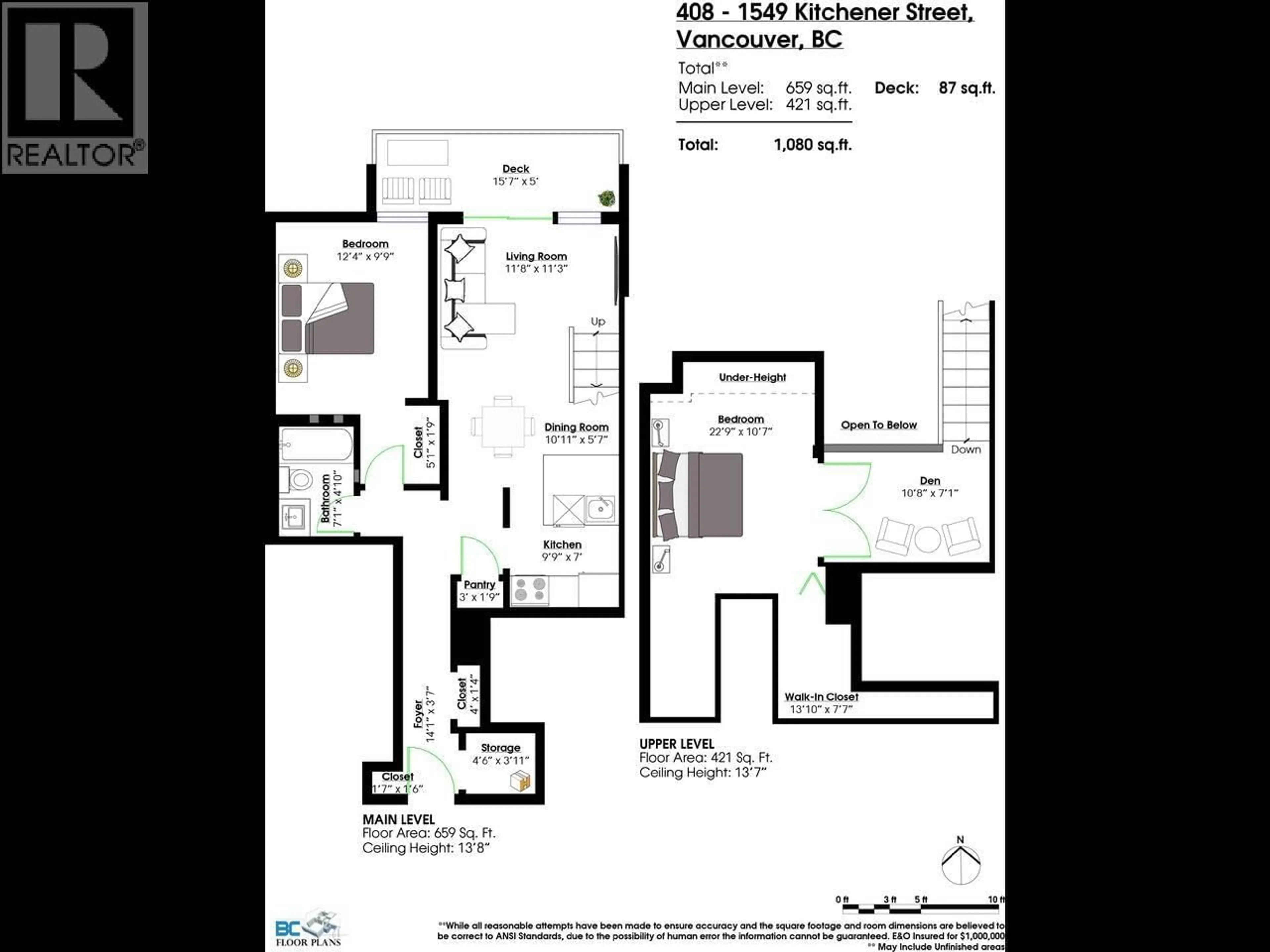 Floor plan for 408 - 1549 KITCHENER STREET, Vancouver British Columbia V5L2V8