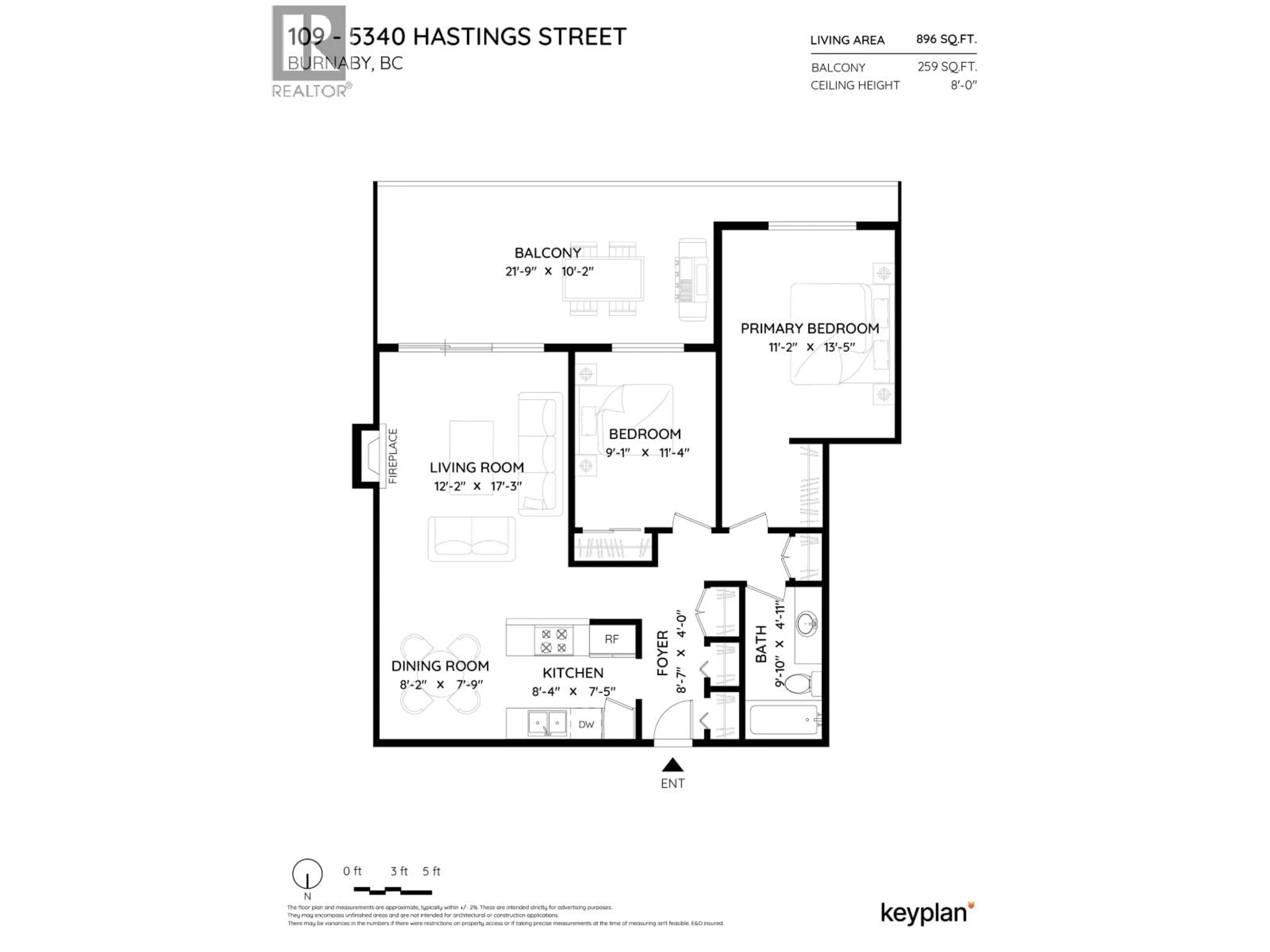 Floor plan for 109 - 5340 HASTINGS STREET, Burnaby British Columbia V5B1R1