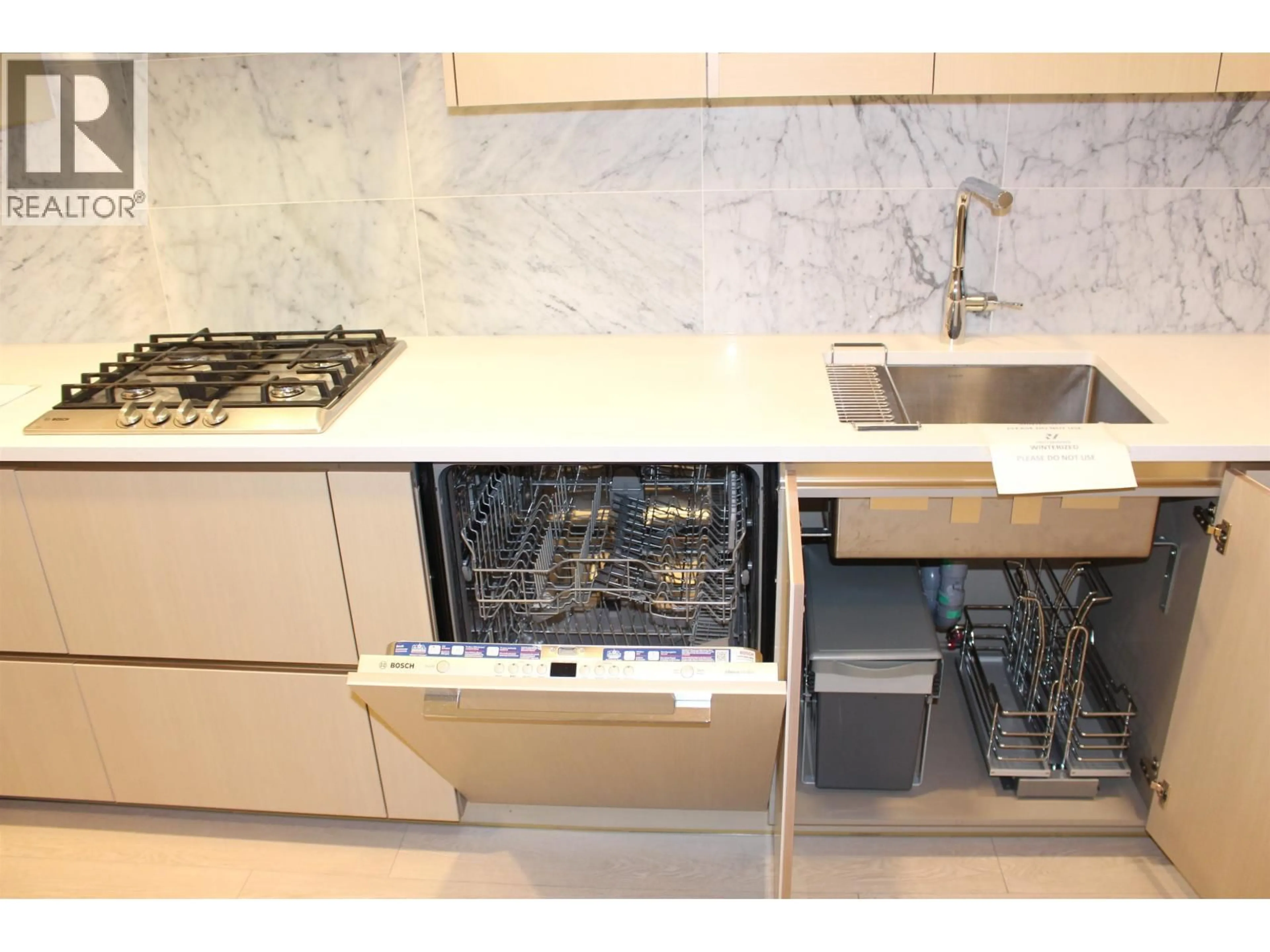 Contemporary kitchen, ceramic/tile floor for 720 - 8800 HAZELBRIDGE WAY, Richmond British Columbia V6X0S3