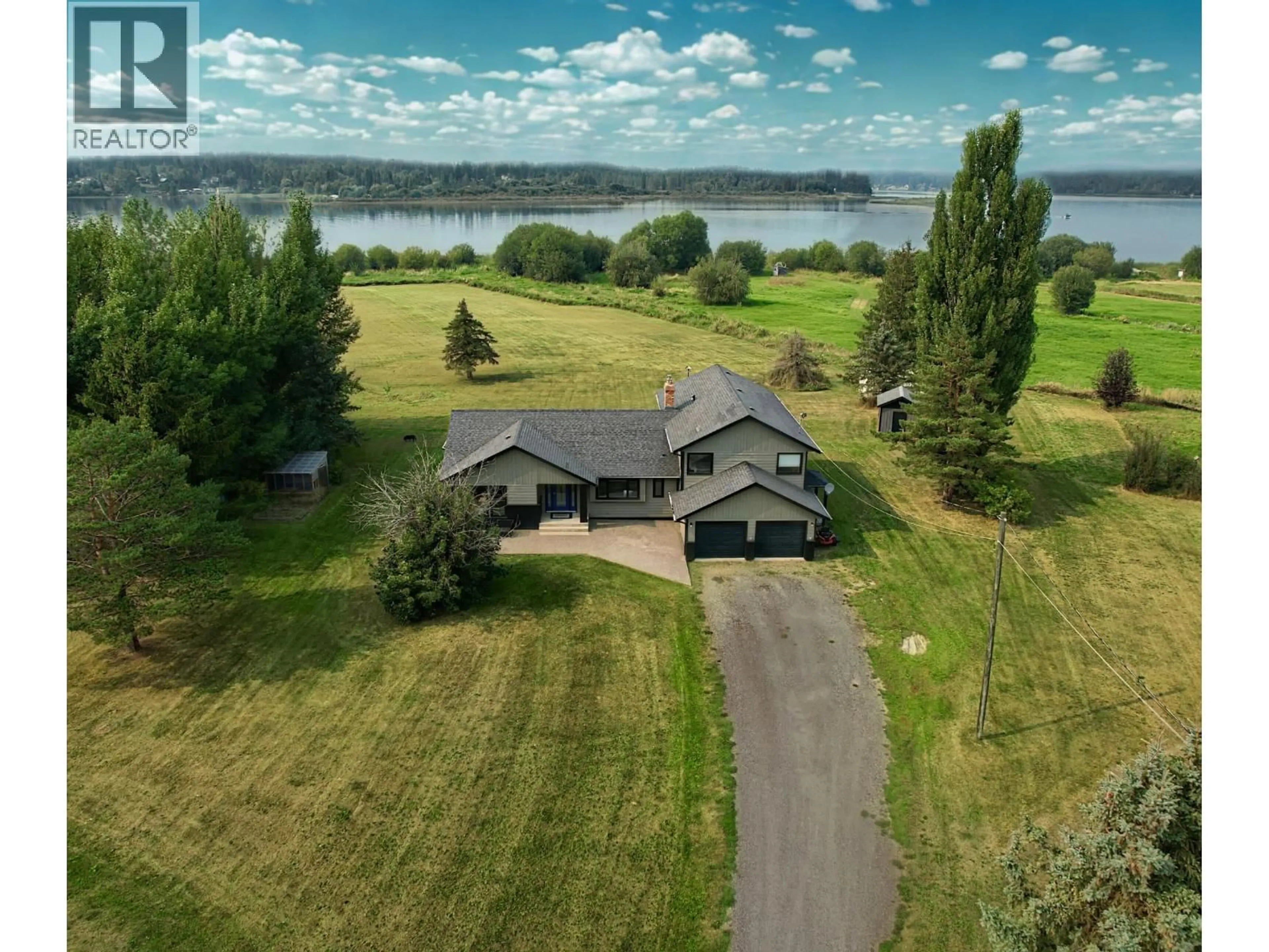 A pic from outside/outdoor area/front of a property/back of a property/a pic from drone, water/lake/river/ocean view for 3483 ESTATE ROAD, Quesnel British Columbia V2J6G3