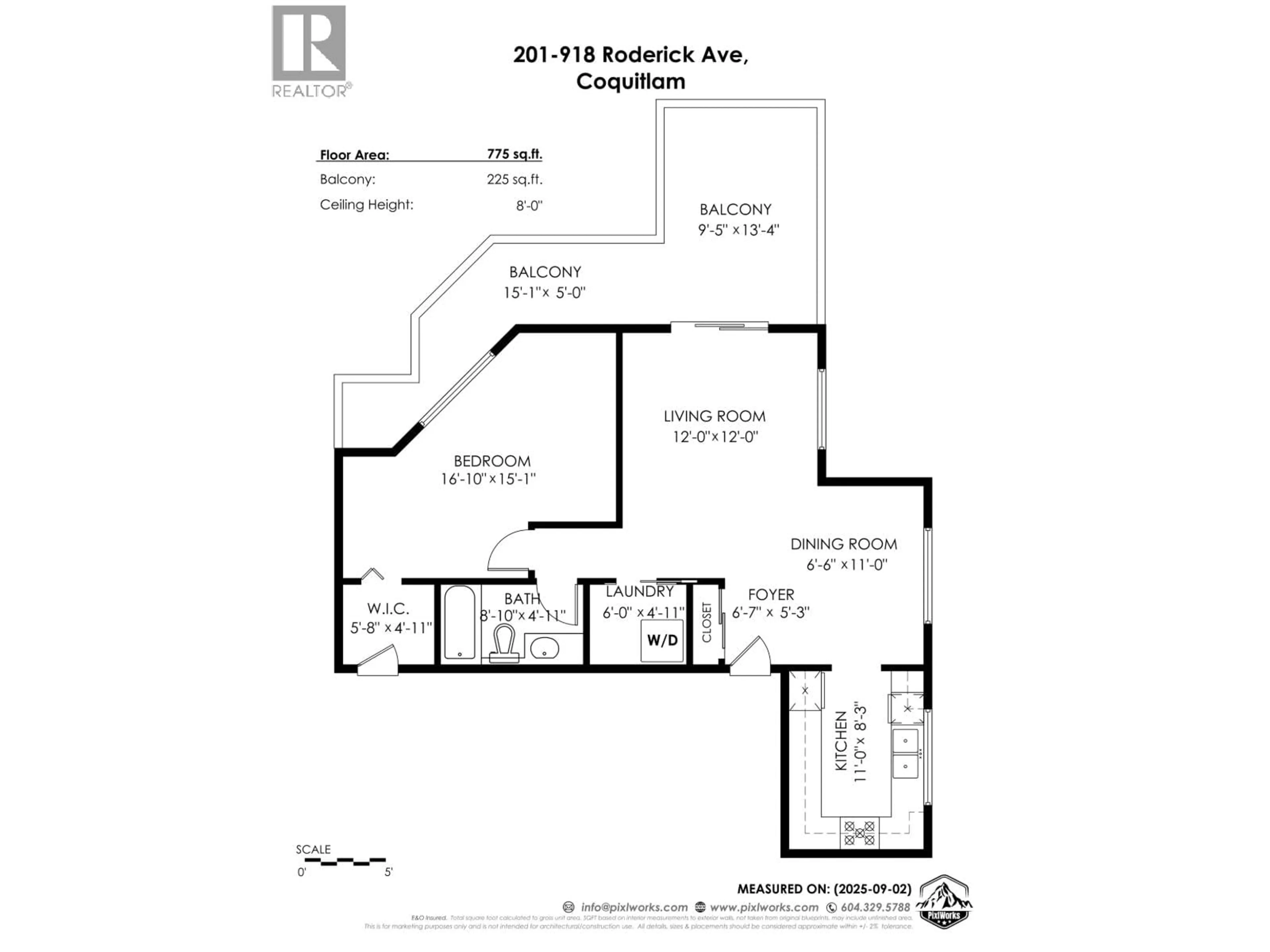 Floor plan for 201 - 918 RODERICK AVENUE, Coquitlam British Columbia V3K1R1