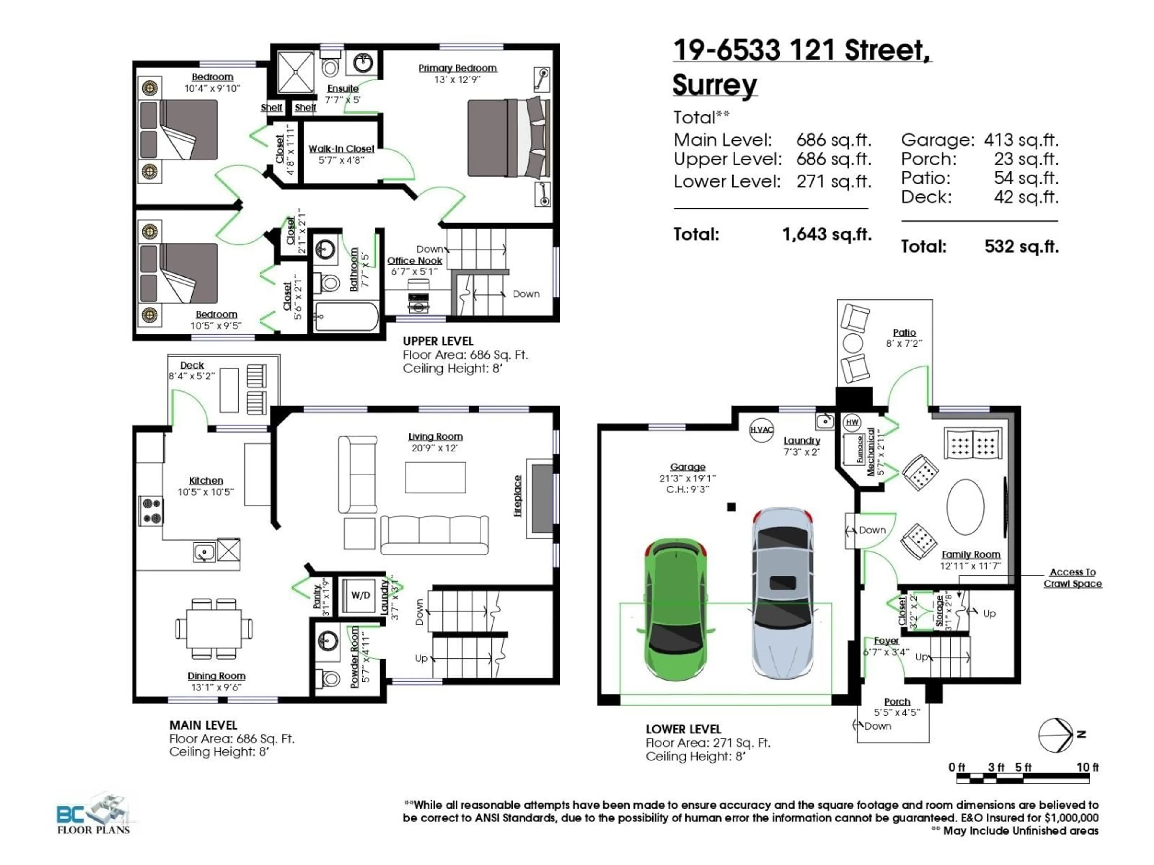 Floor plan for 19 - 6533 121, Surrey British Columbia V3W1M5
