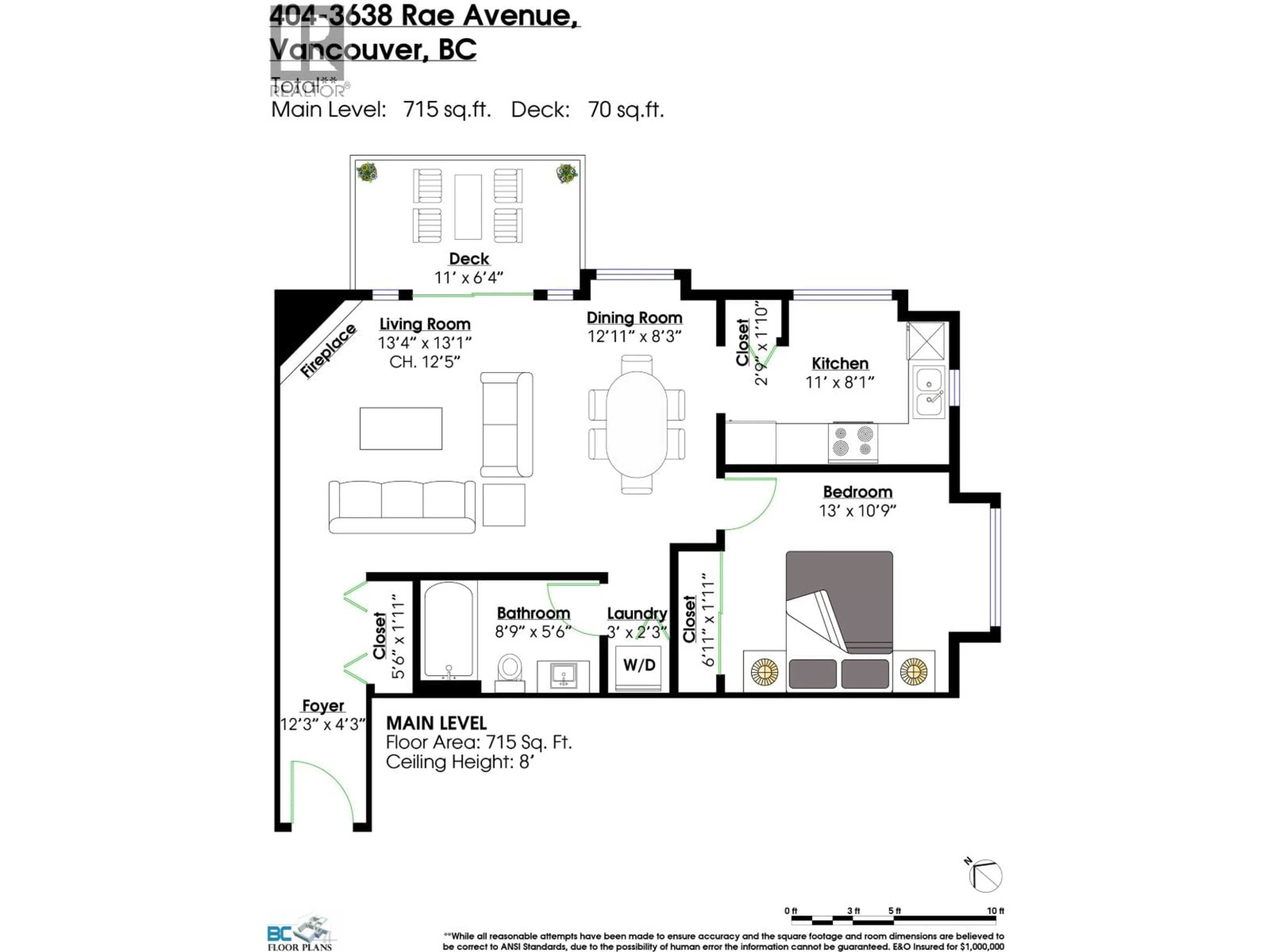 Floor plan for 404 - 3638 RAE AVENUE AVENUE, Vancouver British Columbia V5R2P5