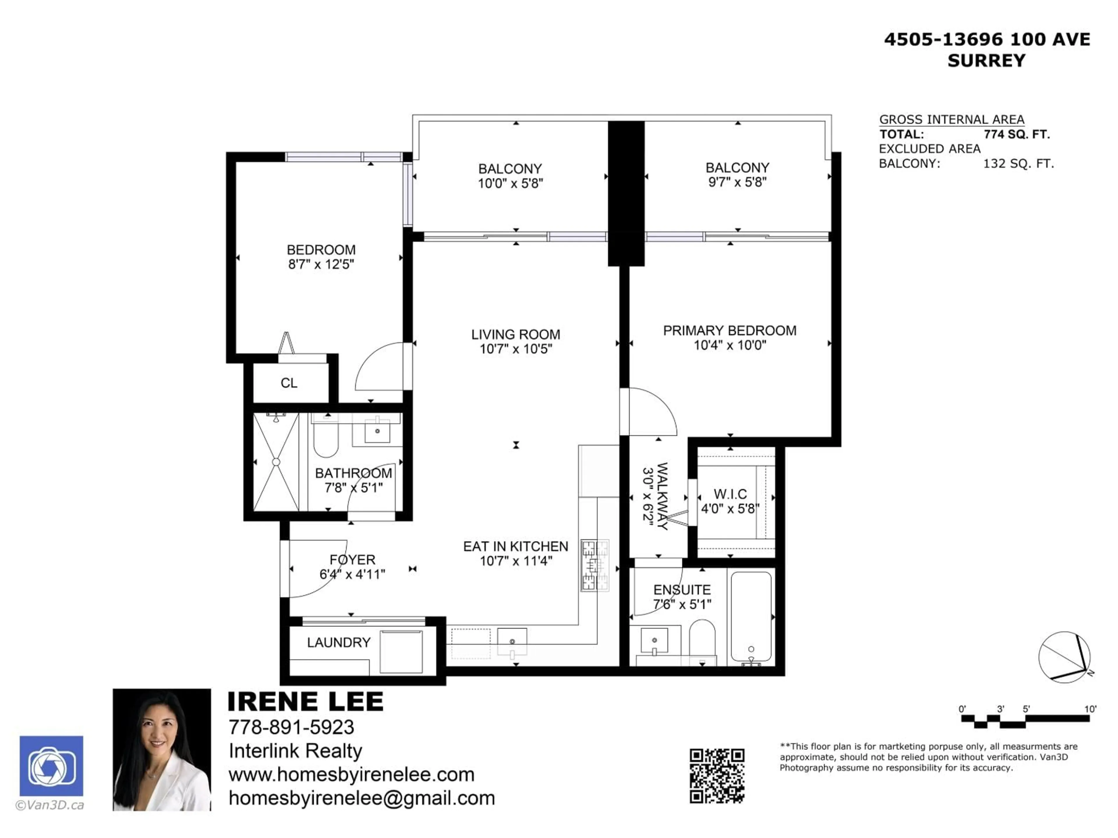Floor plan for 4505 - 13696 100, Surrey British Columbia V3T0L5