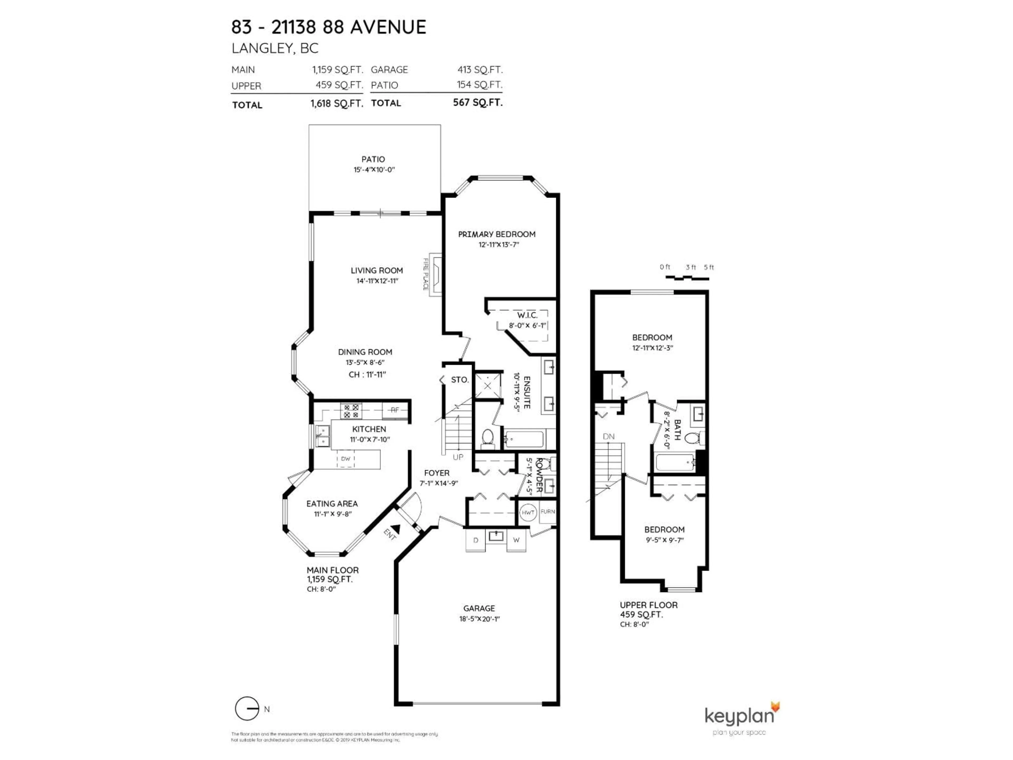 Floor plan for 83 - 21138 88, Langley British Columbia V1M2G7
