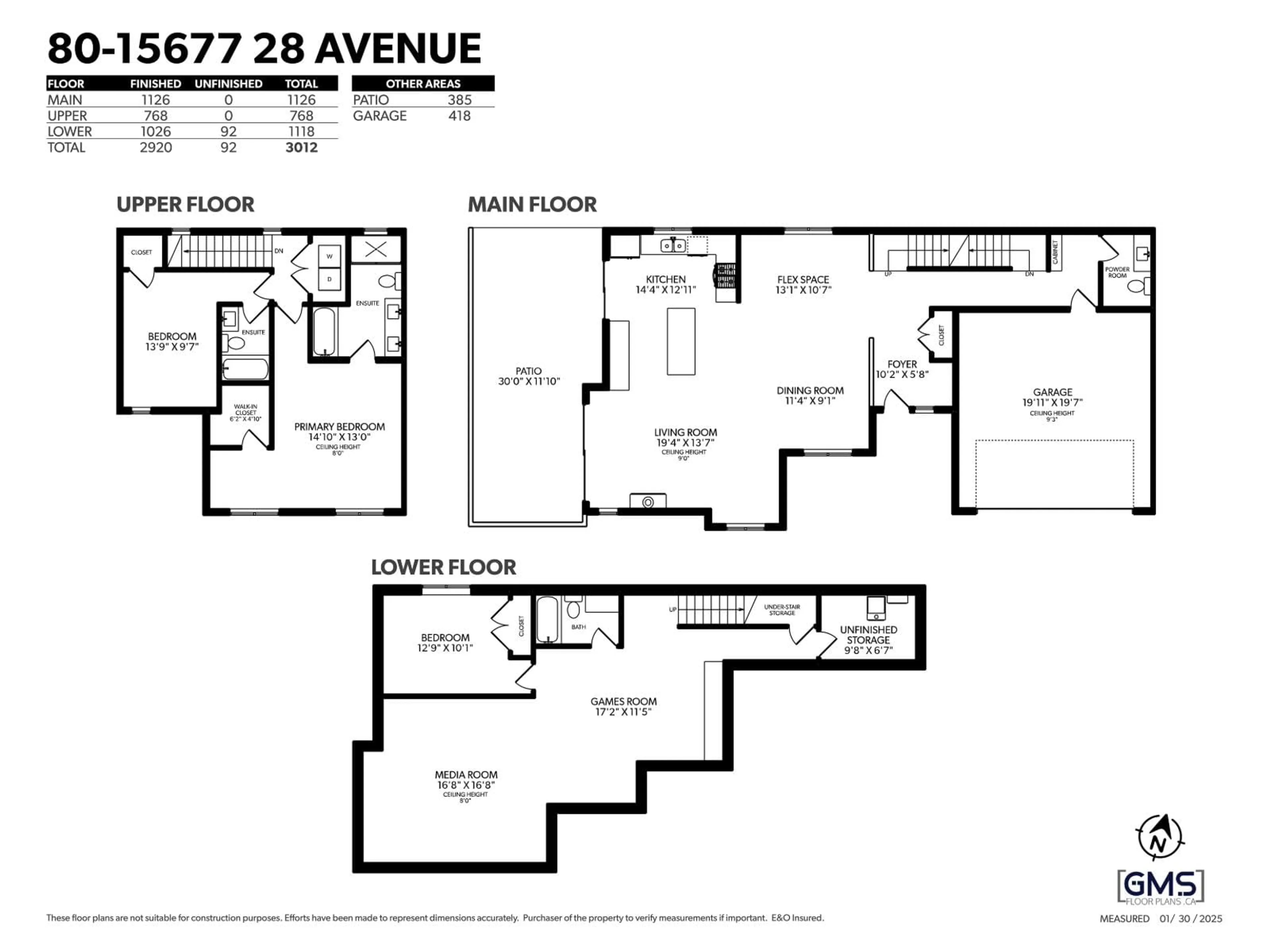 Floor plan for 80 - 15677 28, Surrey British Columbia V3Z0E5