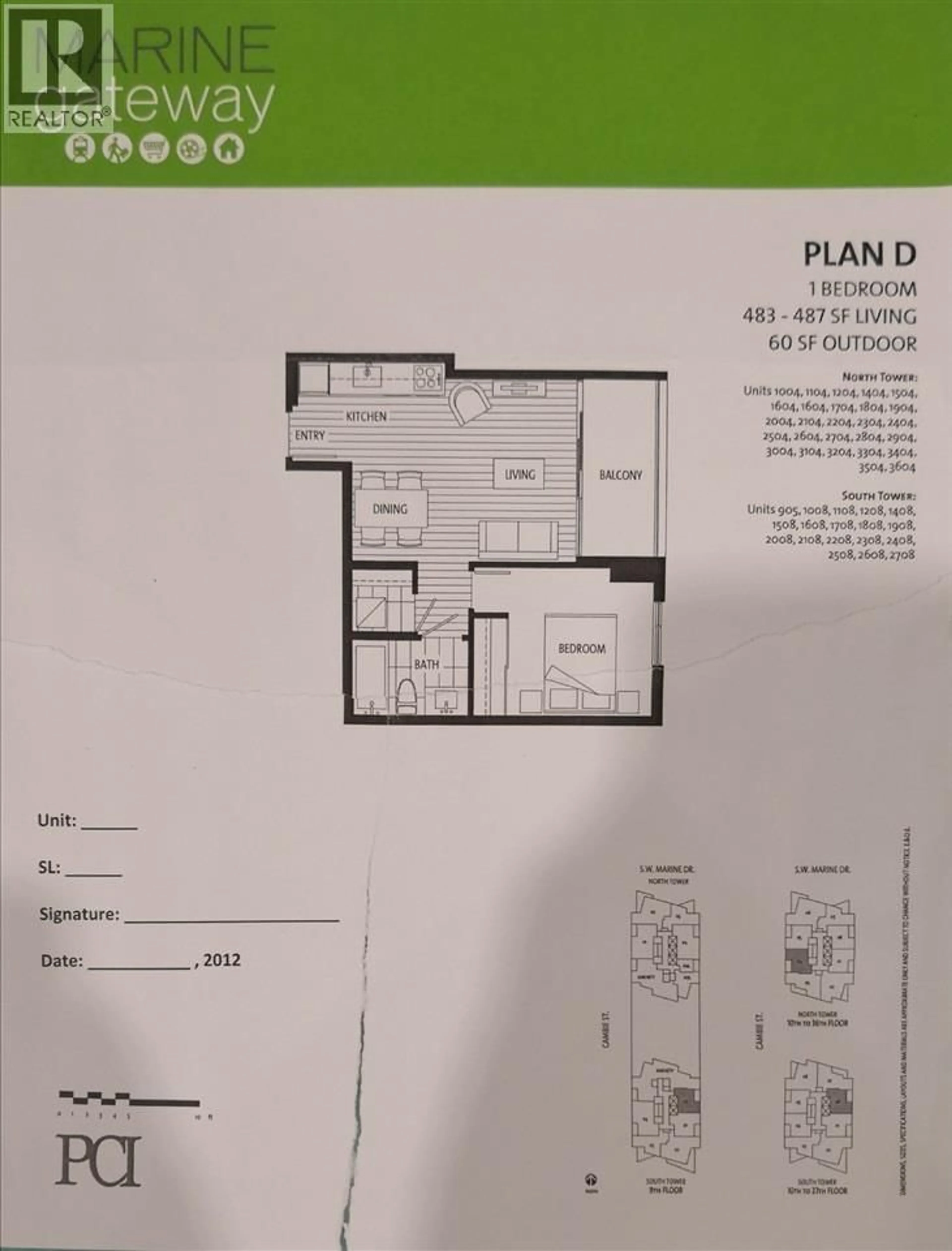 Floor plan for 3504 - 488 MARINE DRIVE, Vancouver British Columbia V5X0C6