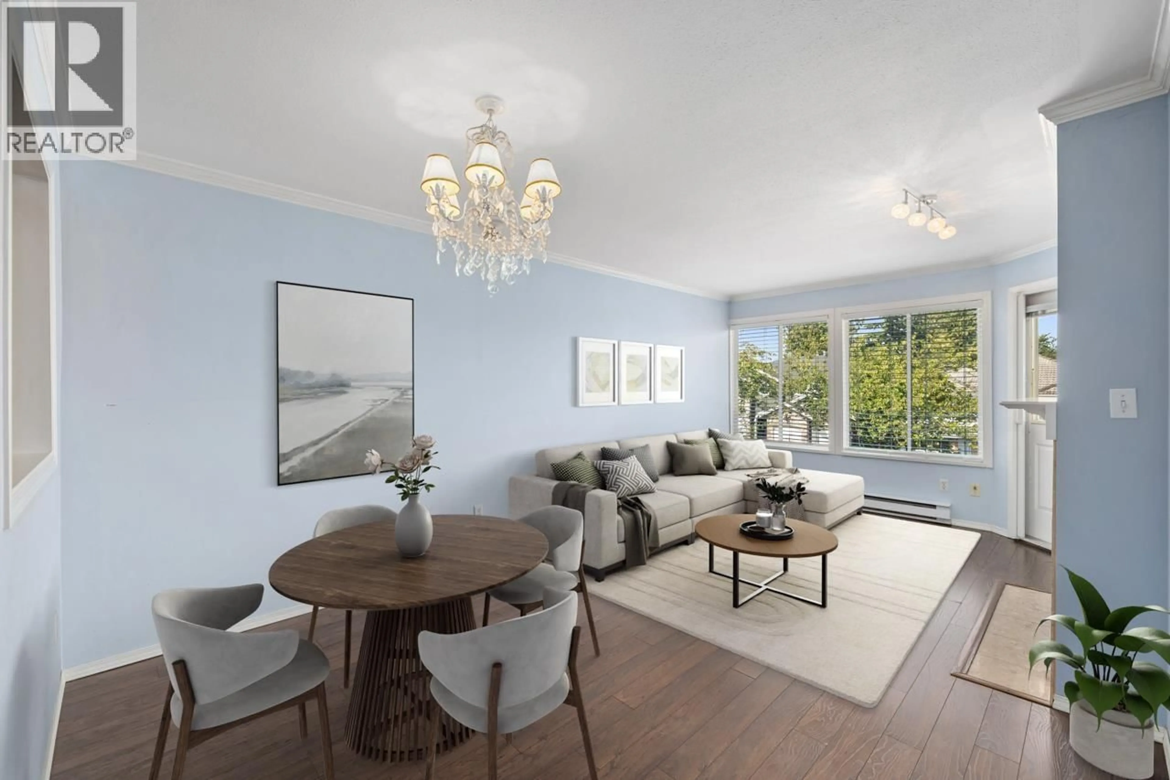 Living room with furniture, wood/laminate floor for 216 - 5875 IMPERIAL STREET, Burnaby British Columbia V5J1G4