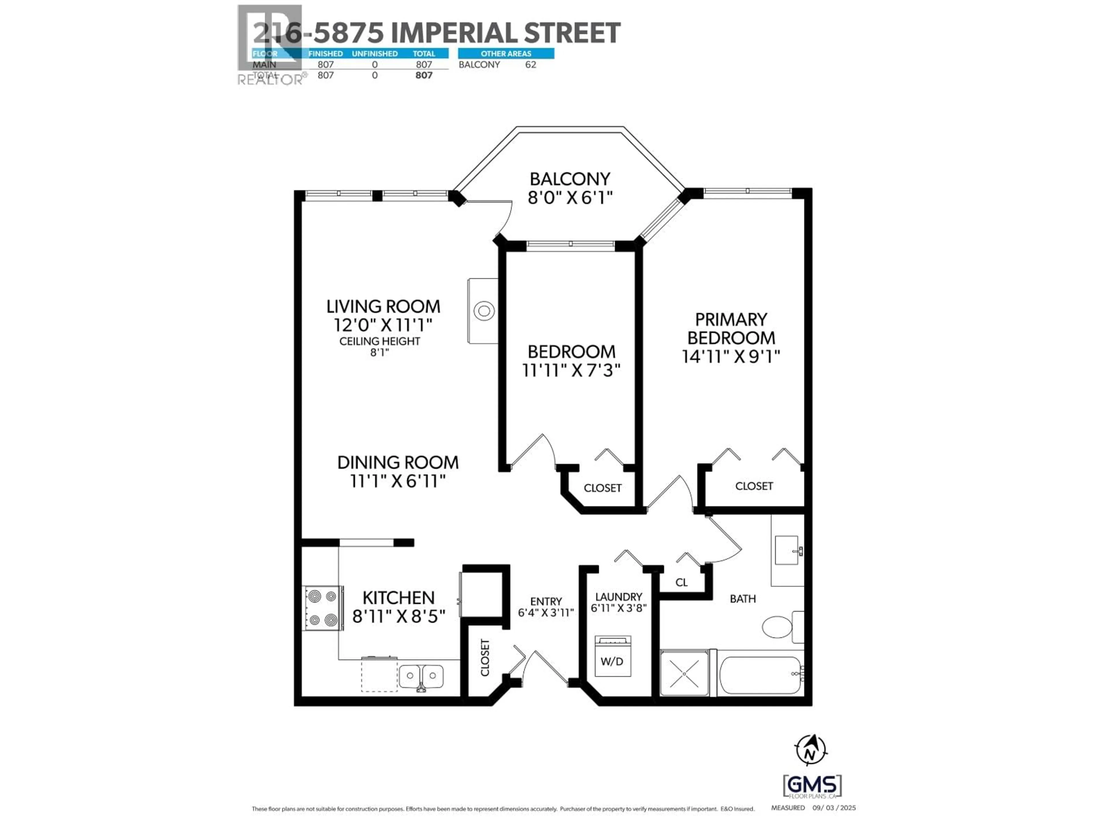Floor plan for 216 - 5875 IMPERIAL STREET, Burnaby British Columbia V5J1G4