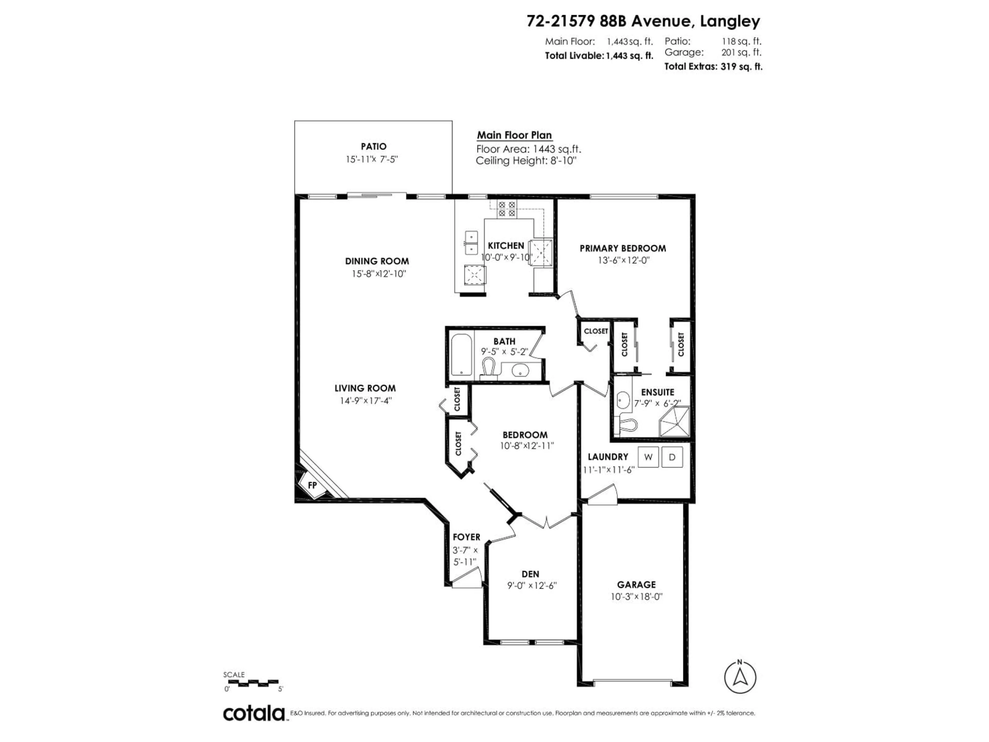 Floor plan for 72 - 21579 88B, Langley British Columbia V1M2X4