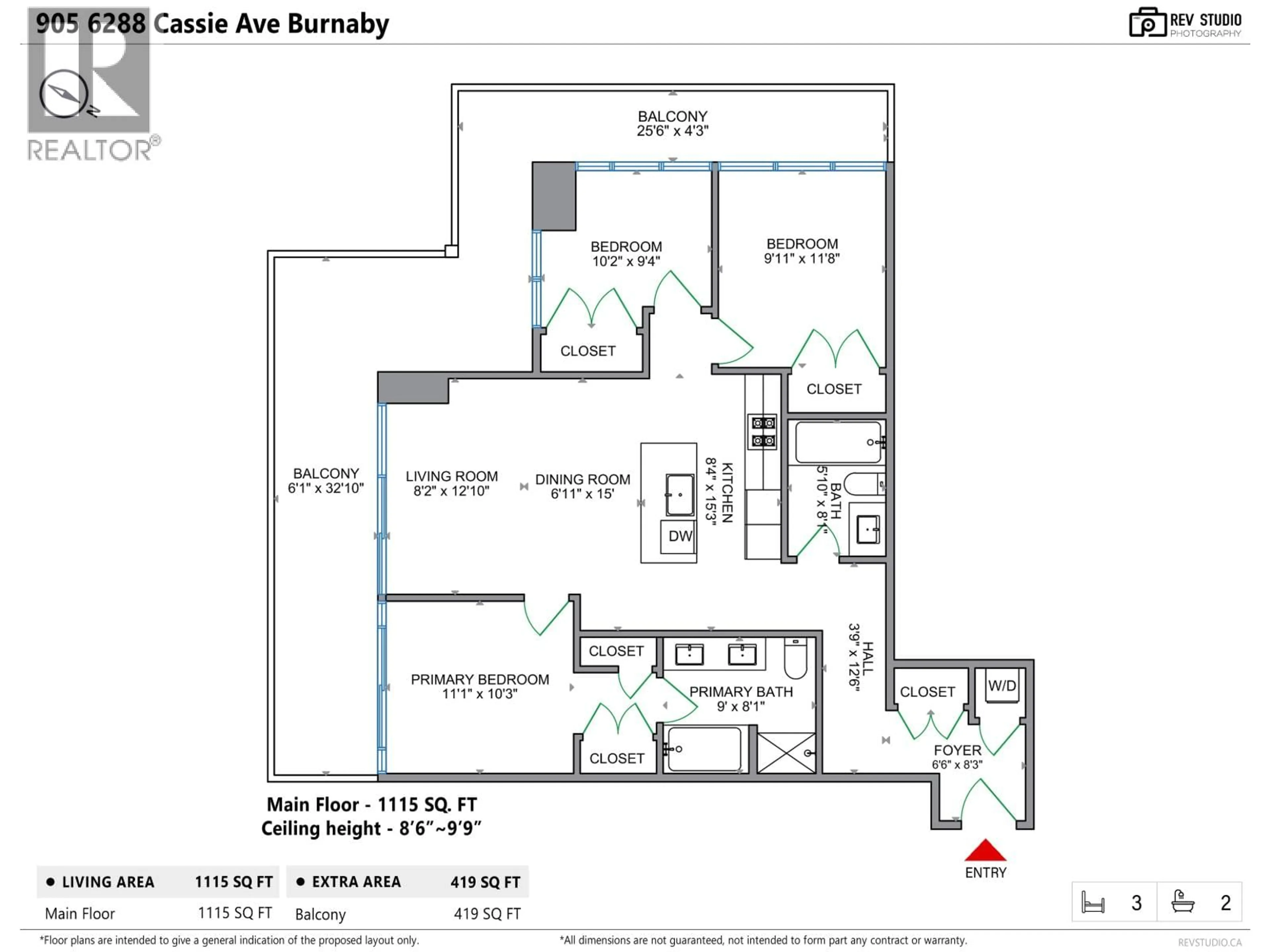 Floor plan for 905 - 6288 CASSIE AVENUE, Burnaby British Columbia V5H0H7