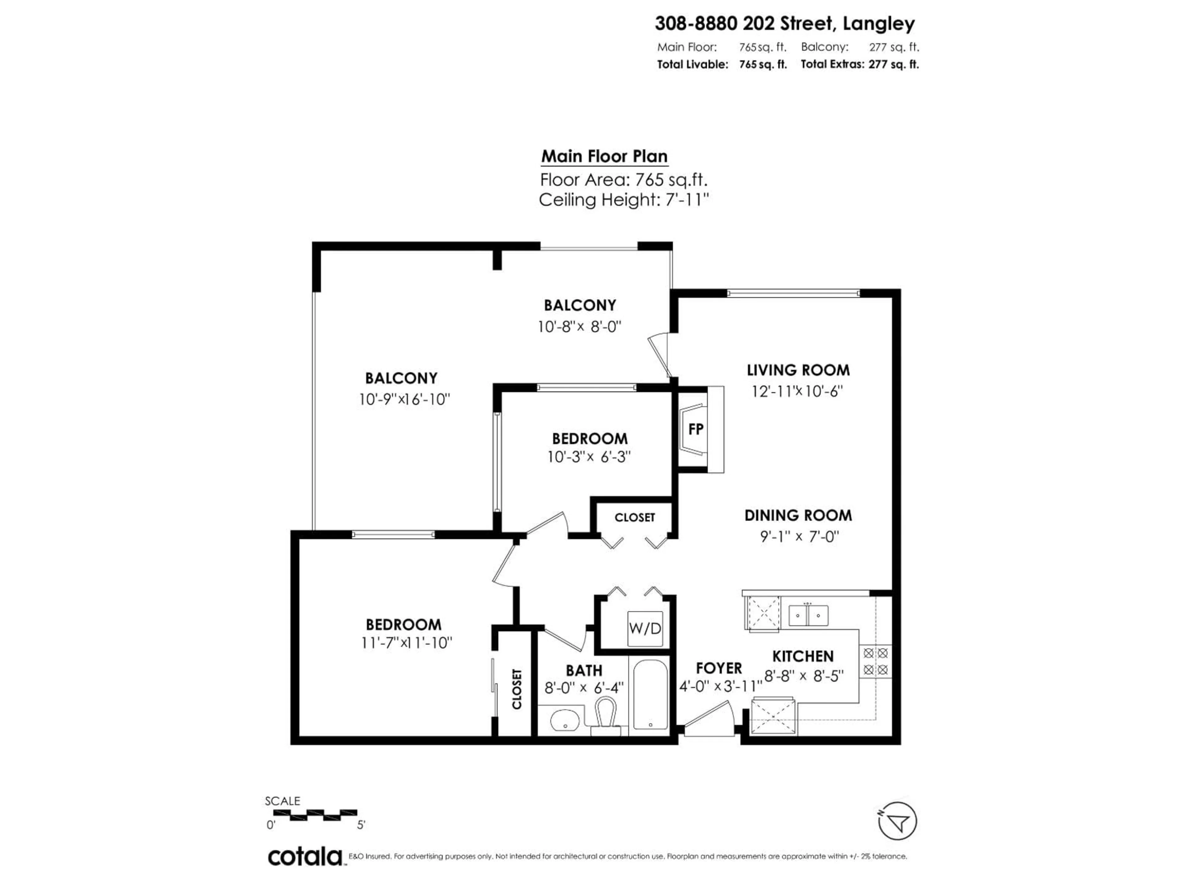 Floor plan for 308 - 8880 202, Langley British Columbia V1M4E7