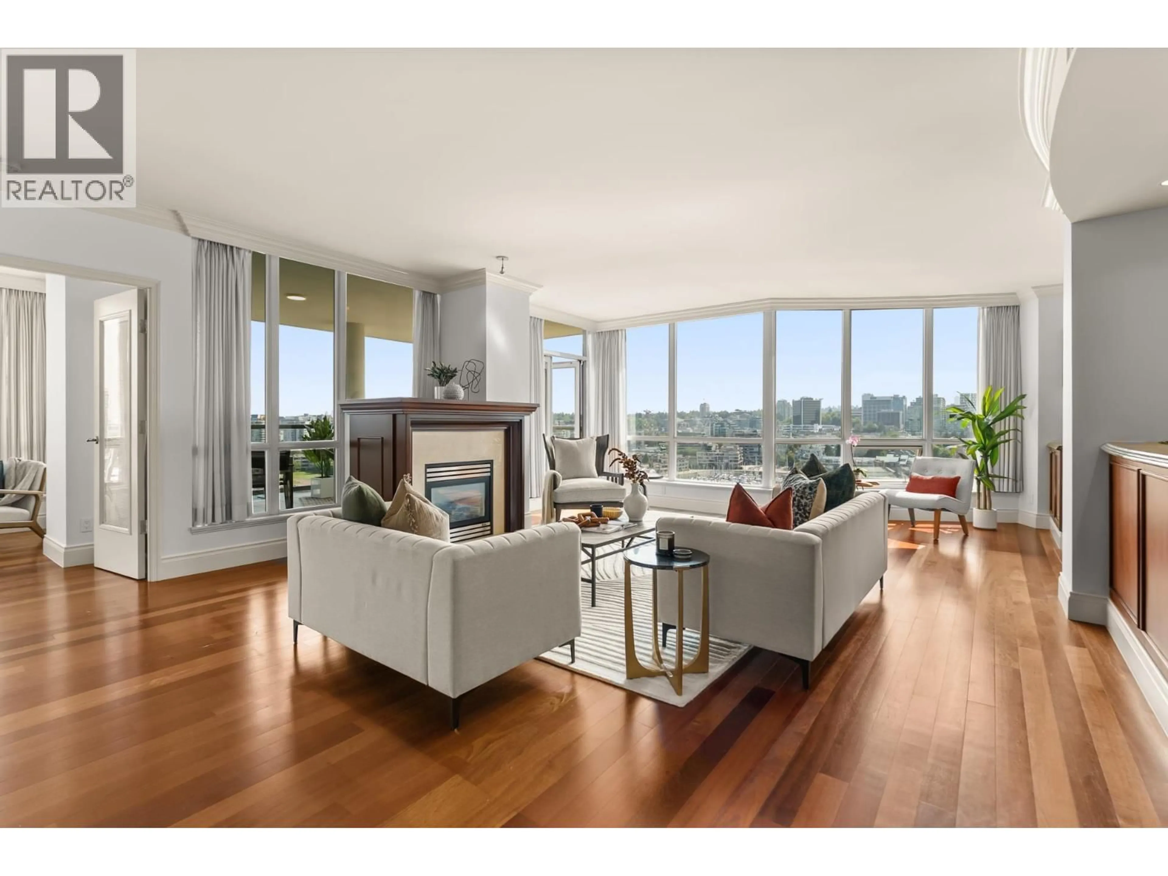 Living room with furniture, wood/laminate floor for 1503 - 1328 MARINASIDE CRESCENT, Vancouver British Columbia V6Z3B3