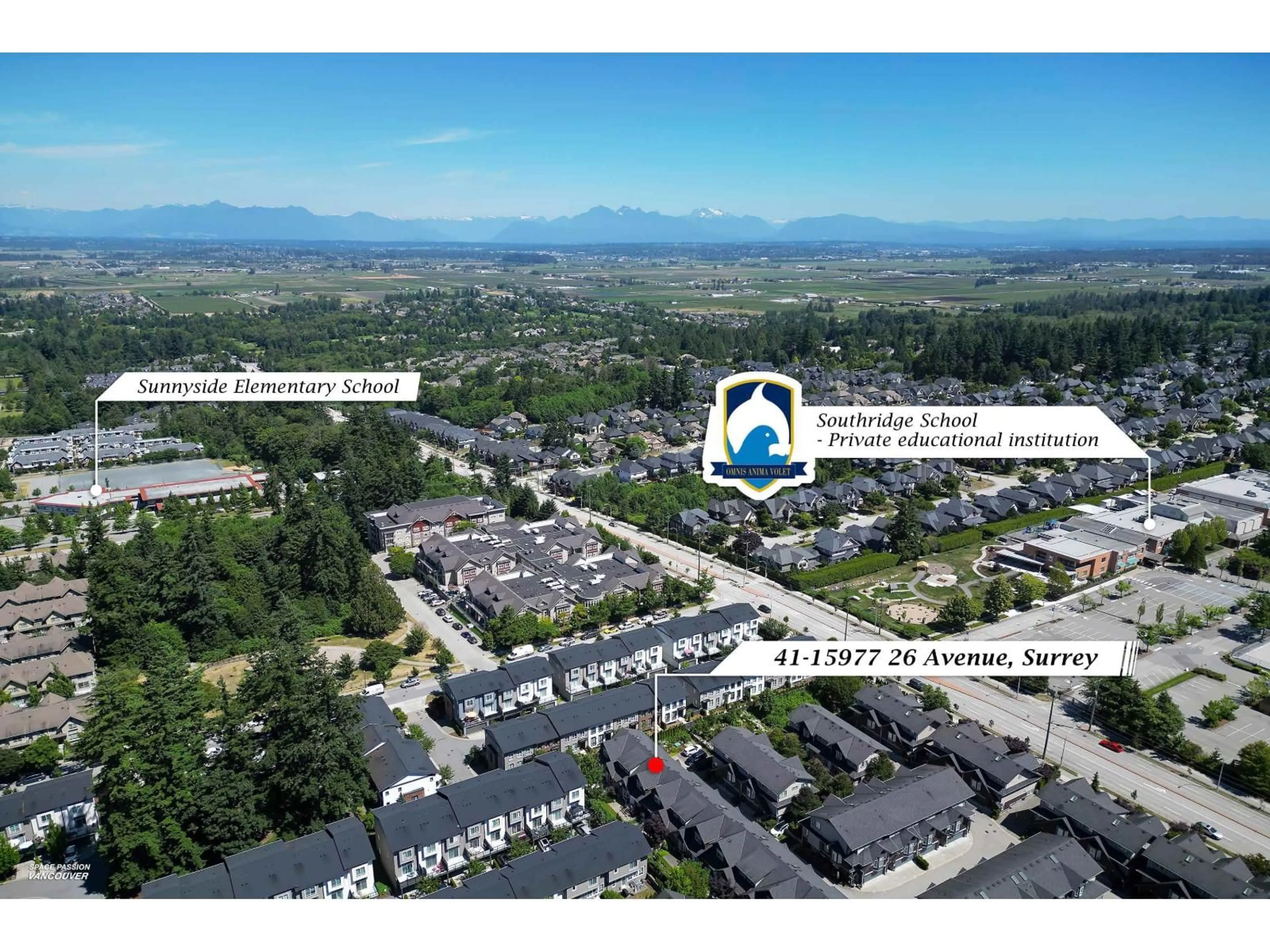 A pic from outside/outdoor area/front of a property/back of a property/a pic from drone, mountain view for 41 - 15977 26, Surrey British Columbia V3Z2W7